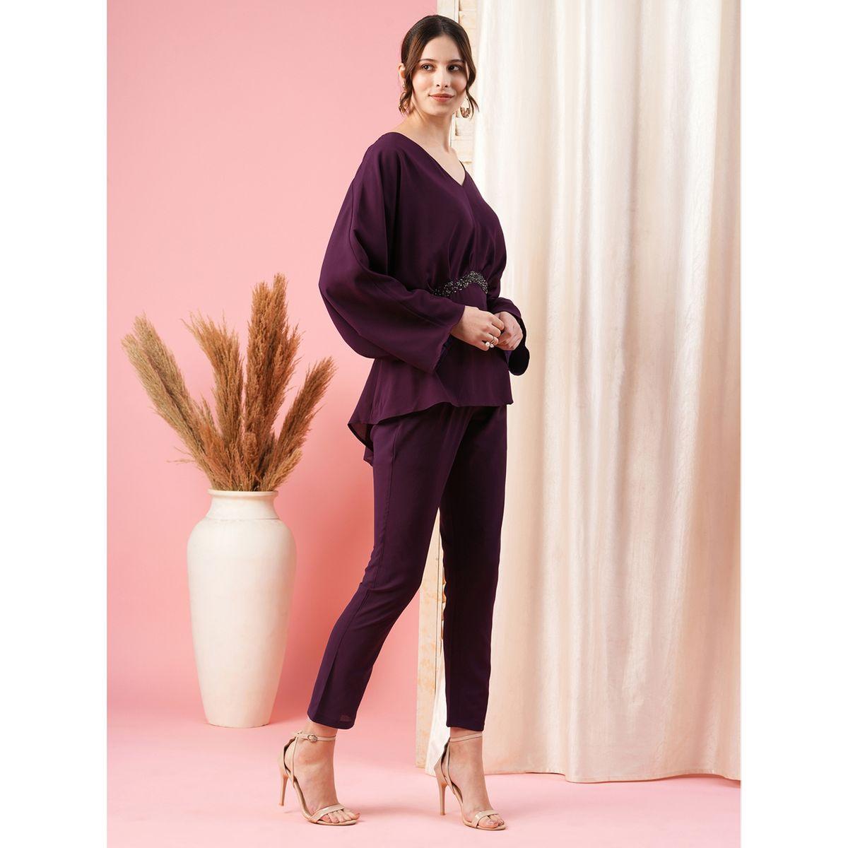 Mish X Styli  Beaded Waistband Kimono Sleeve Top and Pants Co-Ords-women-clothing-coordsets-image-4
