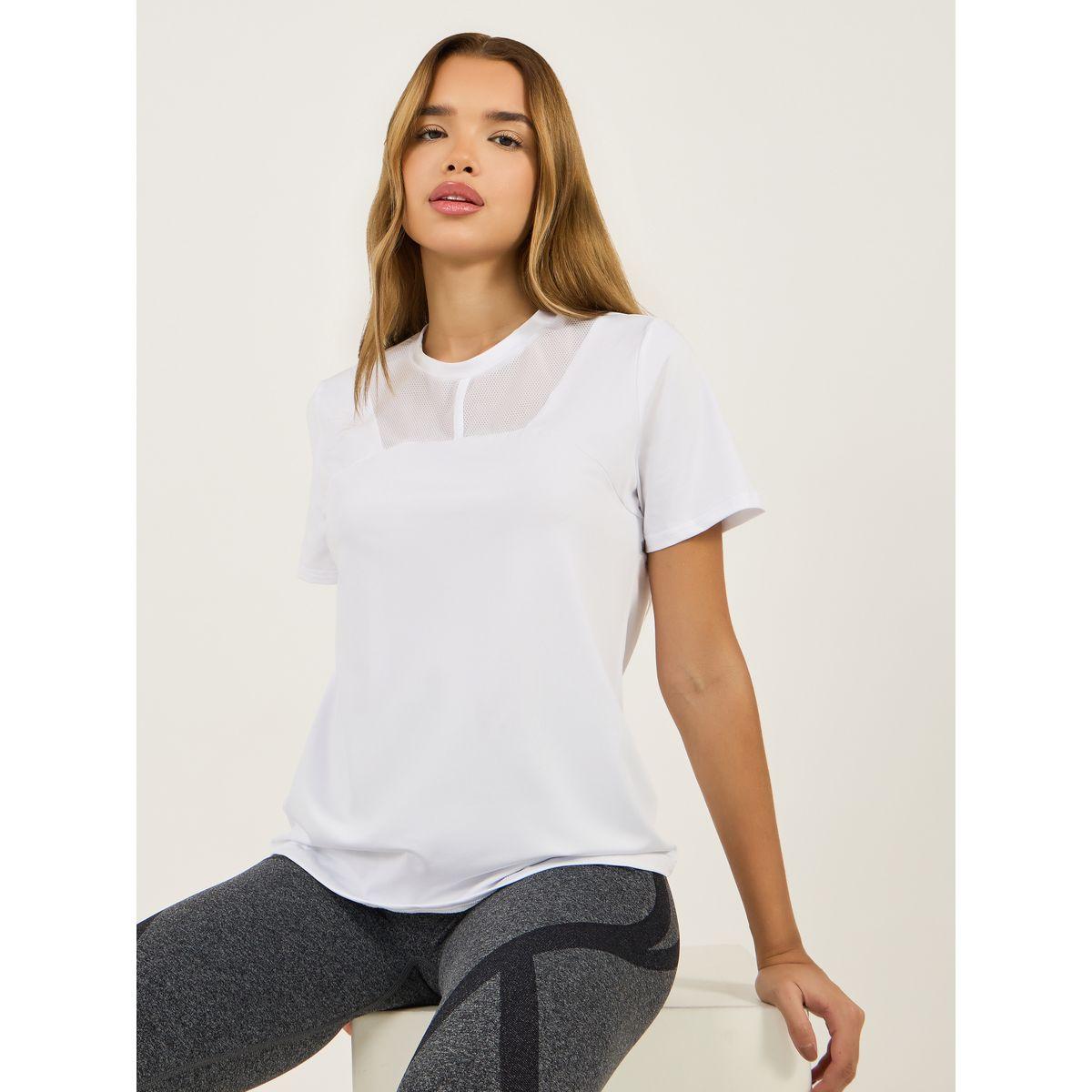 Styli Multi Mesh Panel Short Sleeves Top-women-clothing-sportswearandactivewear-tshirtsandvests-image-1
