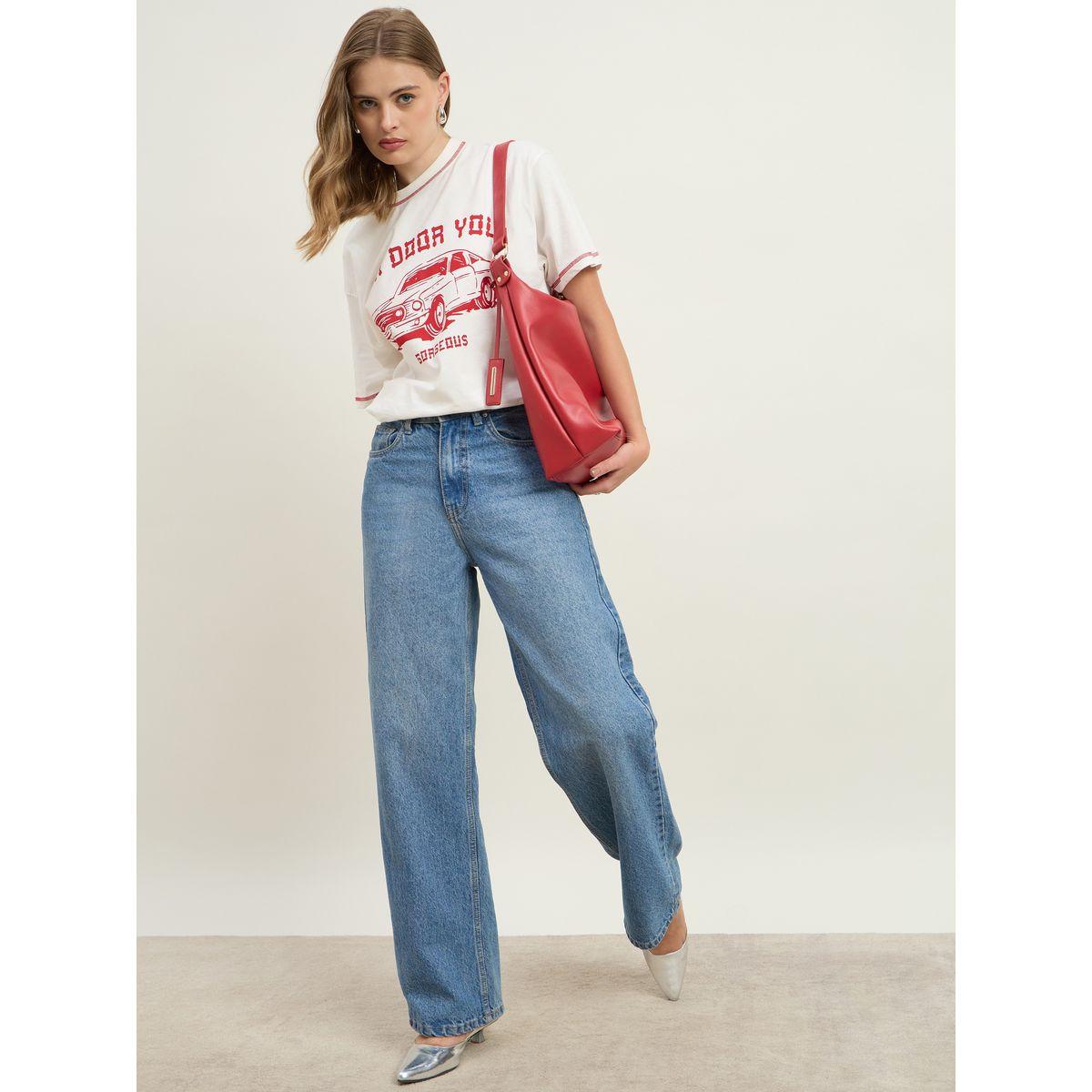 Styli Graphic Print Contrast Stitch Detail Oversized T-Shirt-women-clothing-tshirts-image-1