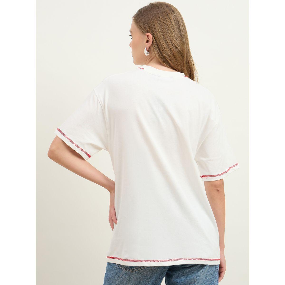 Styli Graphic Print Contrast Stitch Detail Oversized T-Shirt-women-clothing-tshirts-image-5