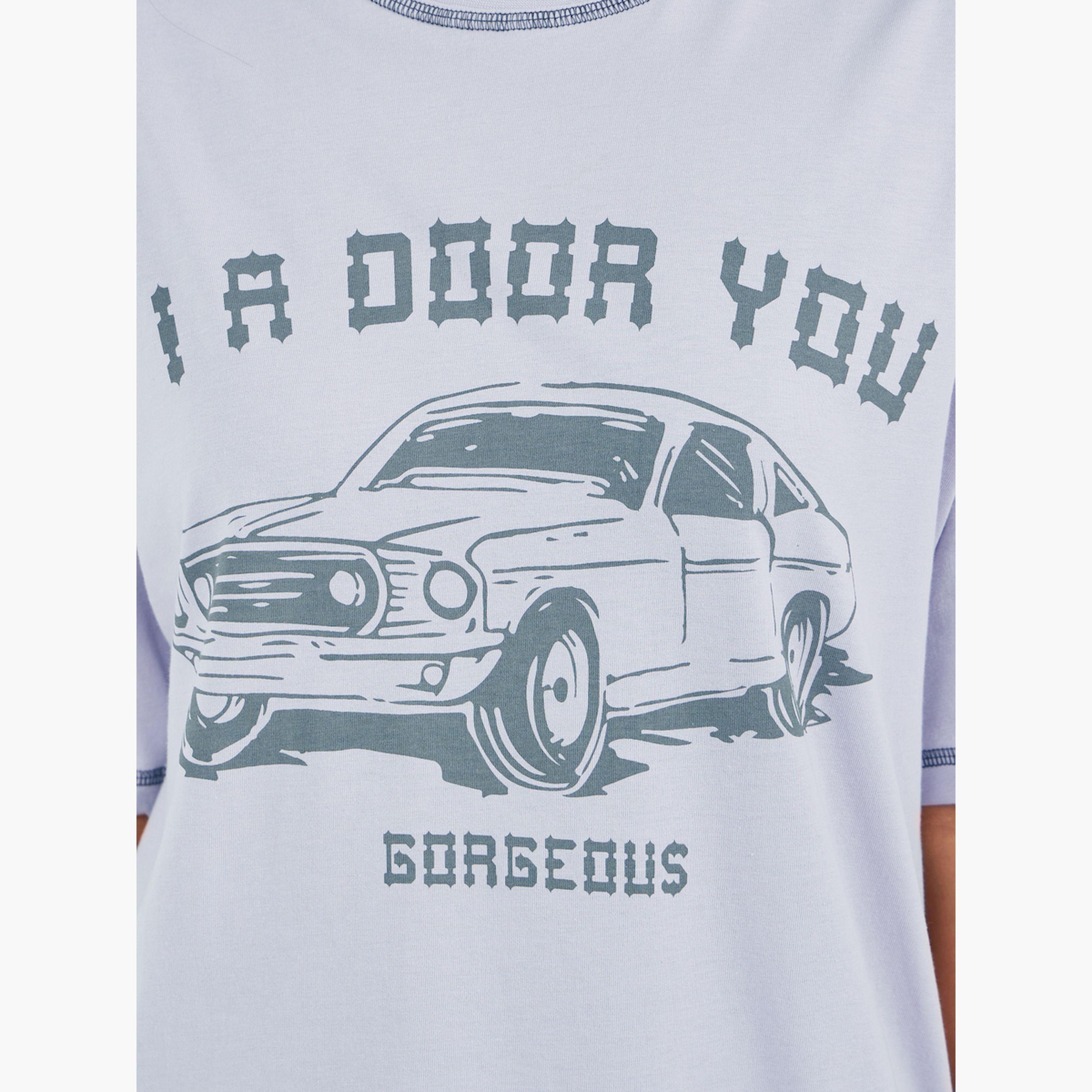 Styli Graphic Print Contrast Stitch Detail Oversized T-Shirt-women-clothing-tshirts-image-3