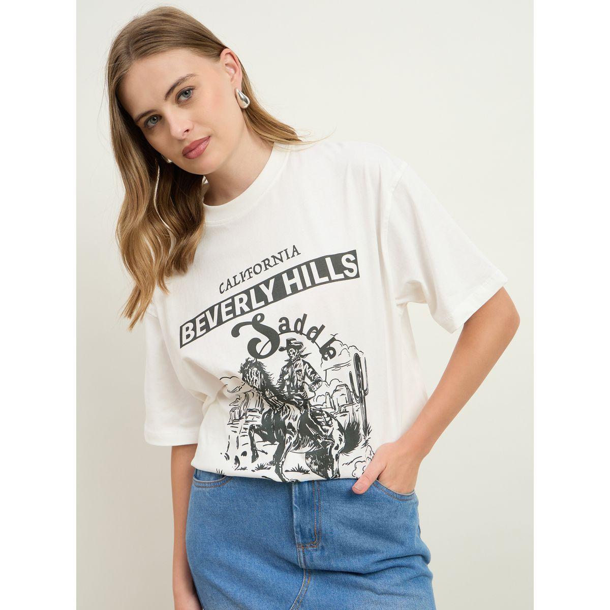 Styli Cream Beverly Hills Graphic Oversized T-Shirt-women-clothing-tshirts-image-2
