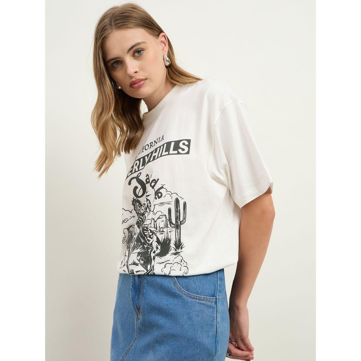 Styli Cream Beverly Hills Graphic Oversized T-Shirt-women-clothing-tshirts-image-3