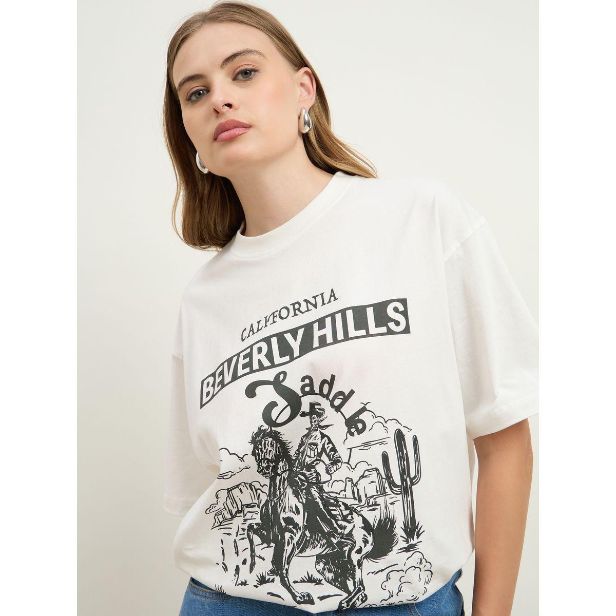 Styli Cream Beverly Hills Graphic Oversized T-Shirt-women-clothing-tshirts-image-4