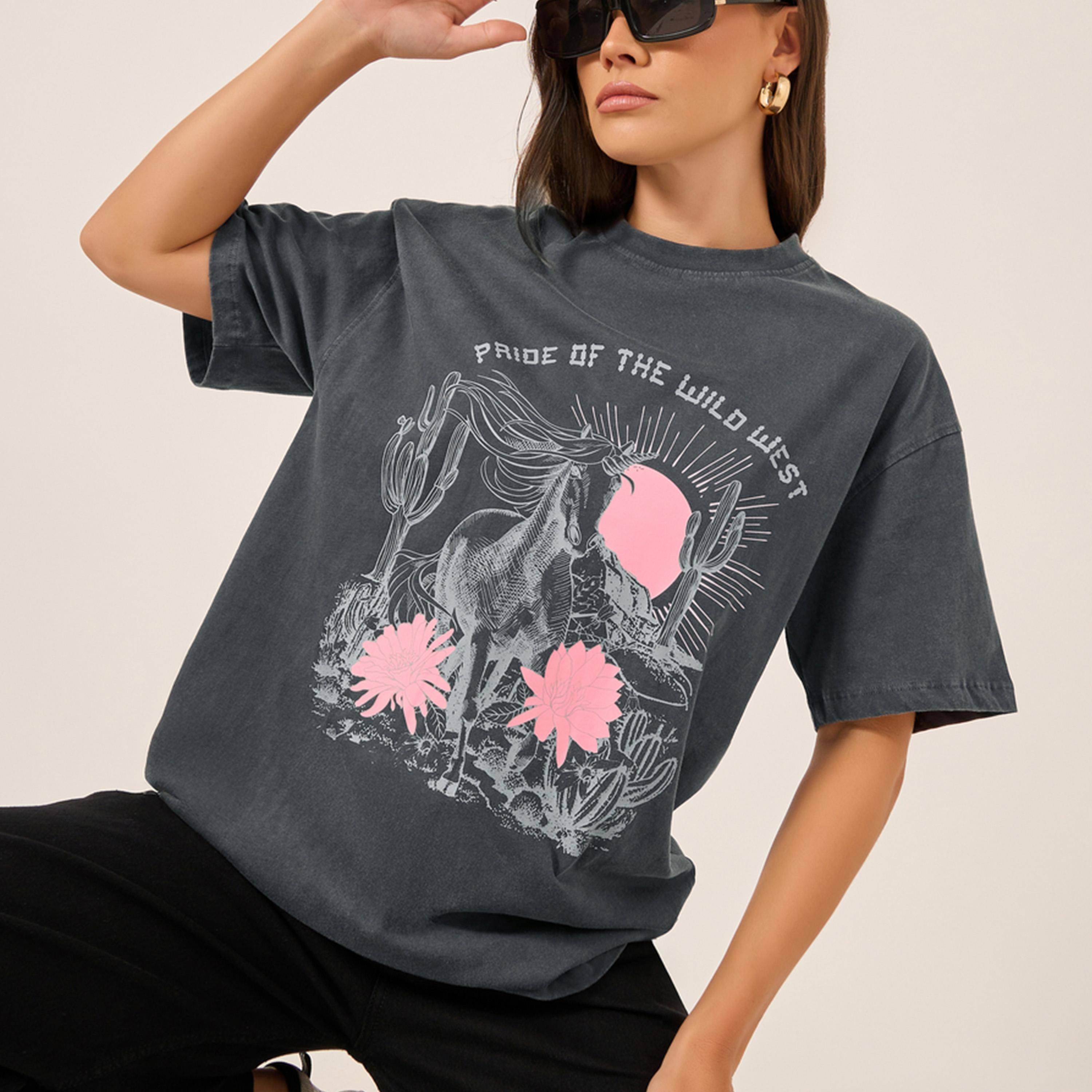 Styli Acid Washed Graphic Print Oversized T-Shirt-women-clothing-tshirts-image-1