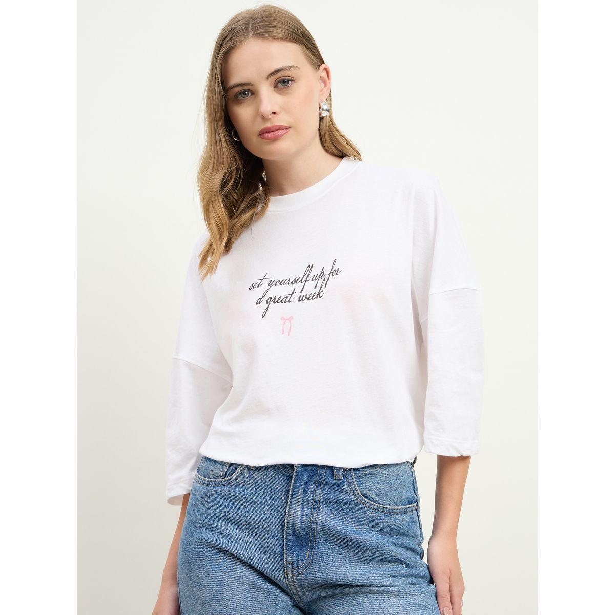 تيشيرت فضفاض بطبعة كتابة-women-clothing-tshirts-image-2