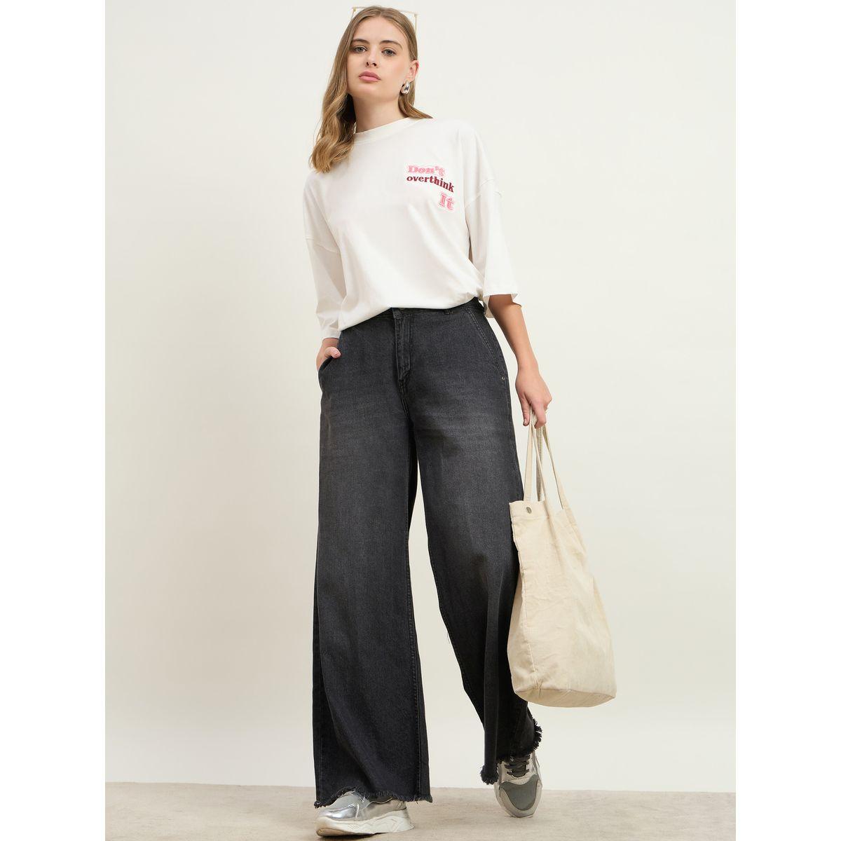 Styli Women Cream Slogan Embroidered Dropped Shoulder Oversized T-Shirt-women-clothing-tshirts-image-1