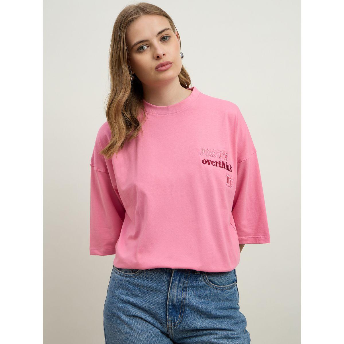 تيشيرت فضفاض بطبعة كتابة-women-clothing-tshirts-image-2