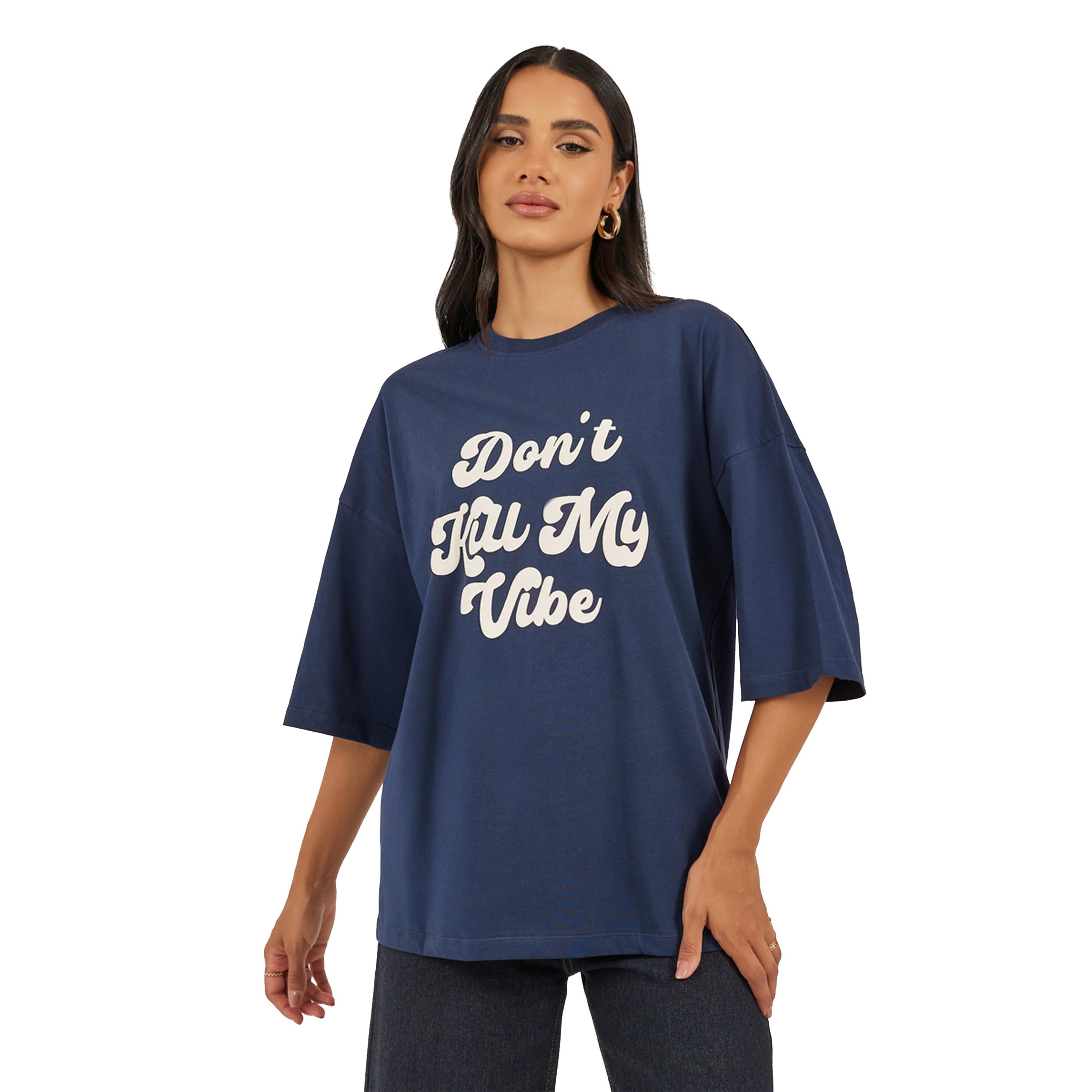 Styli Slogan Print Dropped Shoulder Oversized T-Shirt-women-clothing-tshirts-image-2