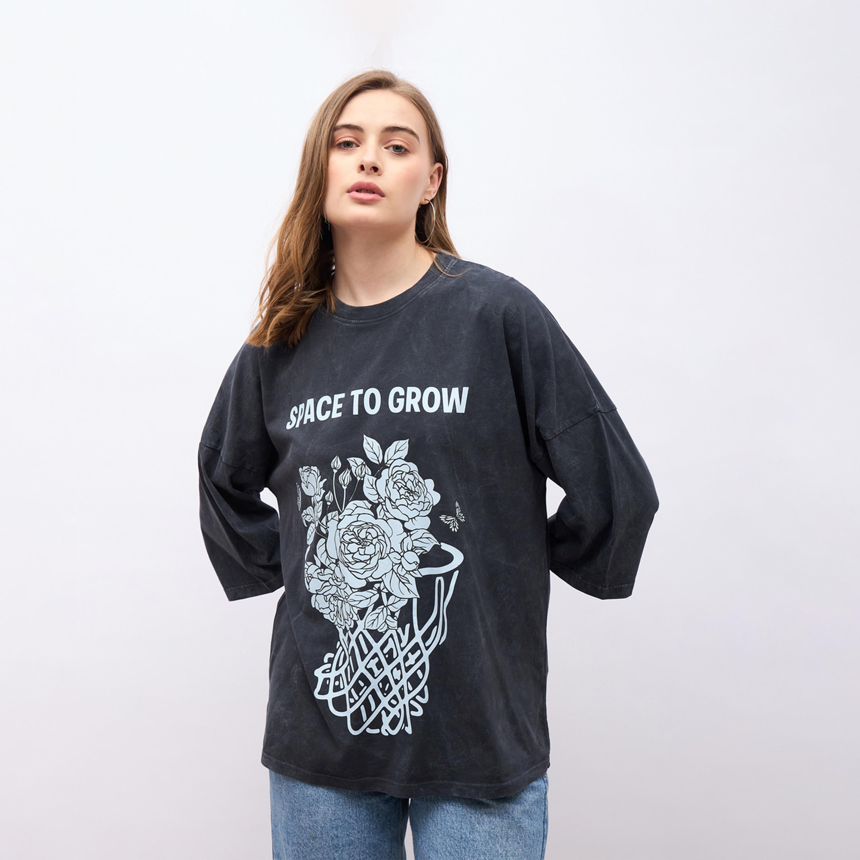 Styli Graphic Print Dropped Shoulders Oversized T-Shirt-women-clothing-tshirts-image-2