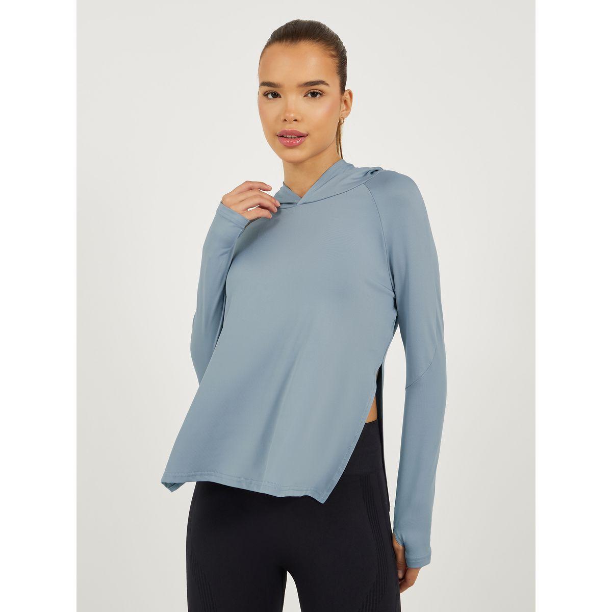 Styli Side Slit Hooded Long Sleeve Top-women-clothing-sportswearandactivewear-tshirtsandvests-image-1