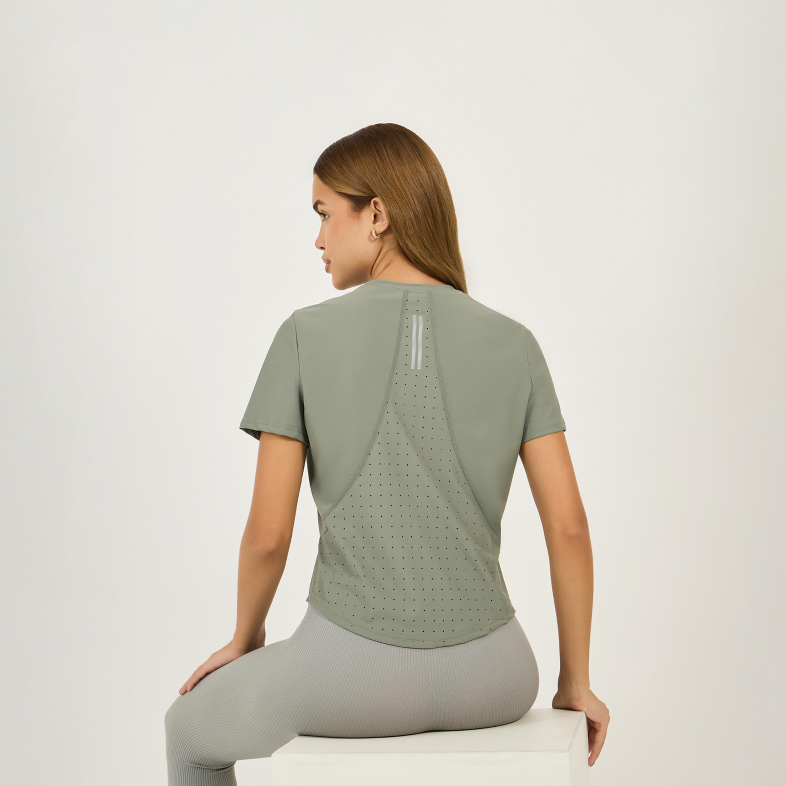 Styli Active Lasercut & Back Reflective Stripe Detail Short Sleeves Top-women-clothing-sportswearandactivewear-tshirtsandvests-image-1