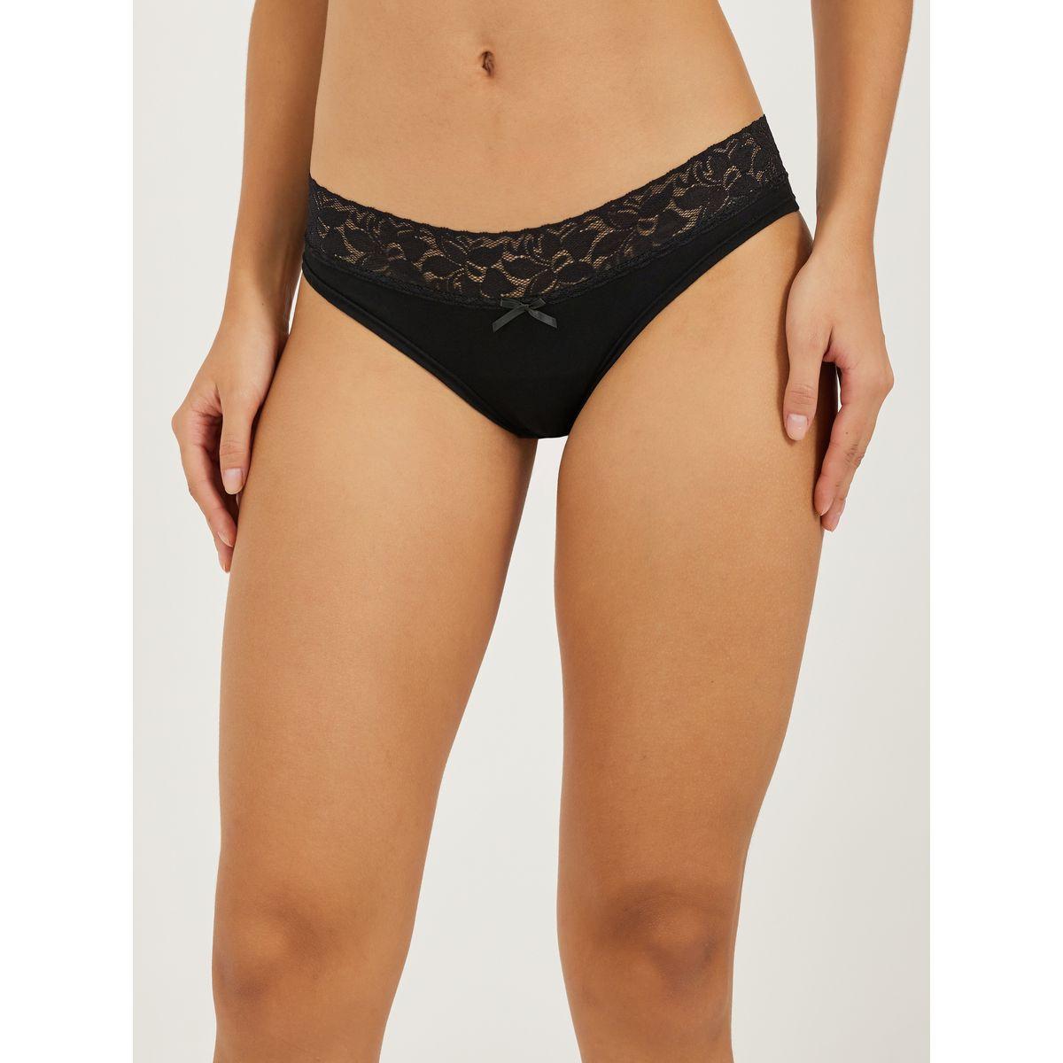 Styli Pack of 6 - Scalloped Edge Wide Lace Trim Cotton Brazilian Brief-women-clothing-lingerie-panties-image-3