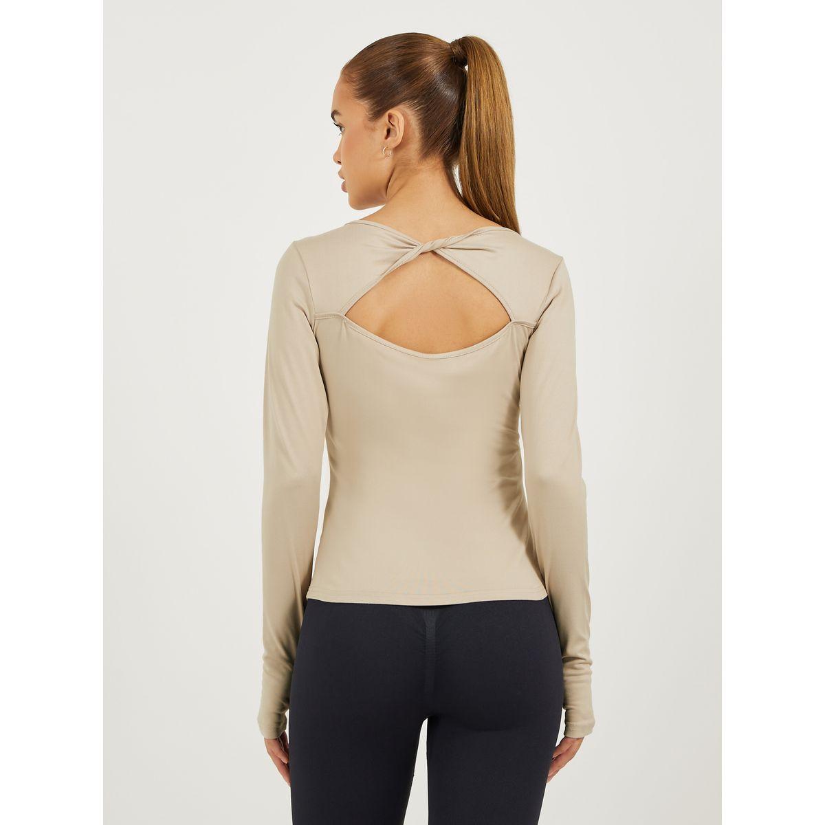 Styli Back Twist and Peep Thumbhole Detail Long Sleeve Top-sports-women-clothing-tshirtsandvests-image-4