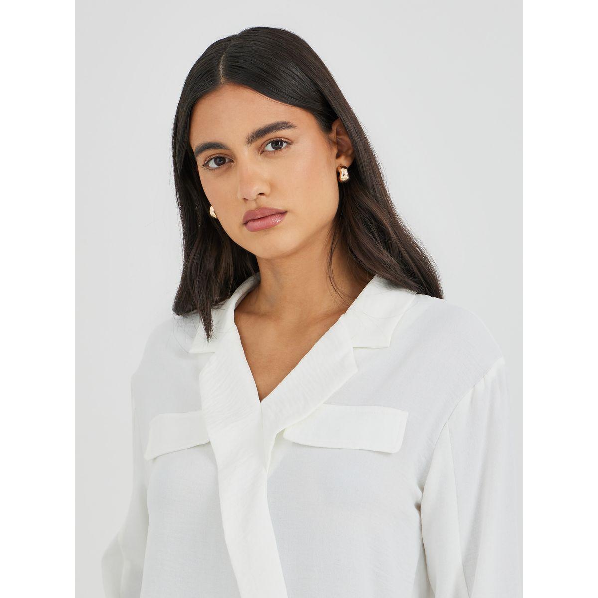 بلوزة سادة فضفاضة بياقة نوتش ليبل-women-clothing-shirtsandblouses-blouses-image-3