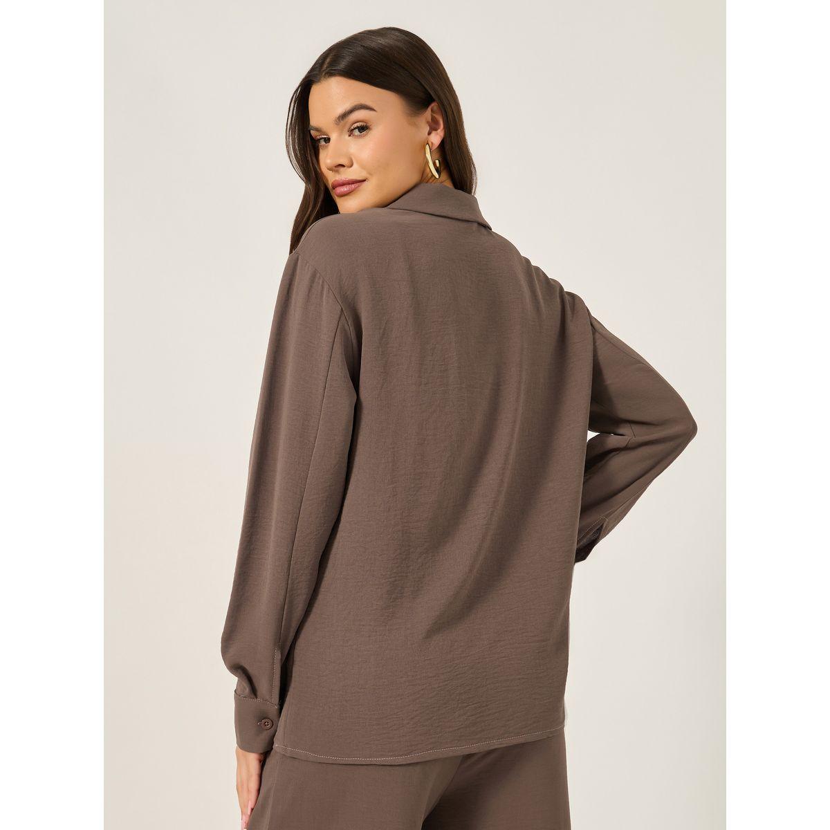 Styli Solid Oversized Wrap Blouse with Notch collar Detail-women-clothing-shirtsandblouses-blouses-image-5