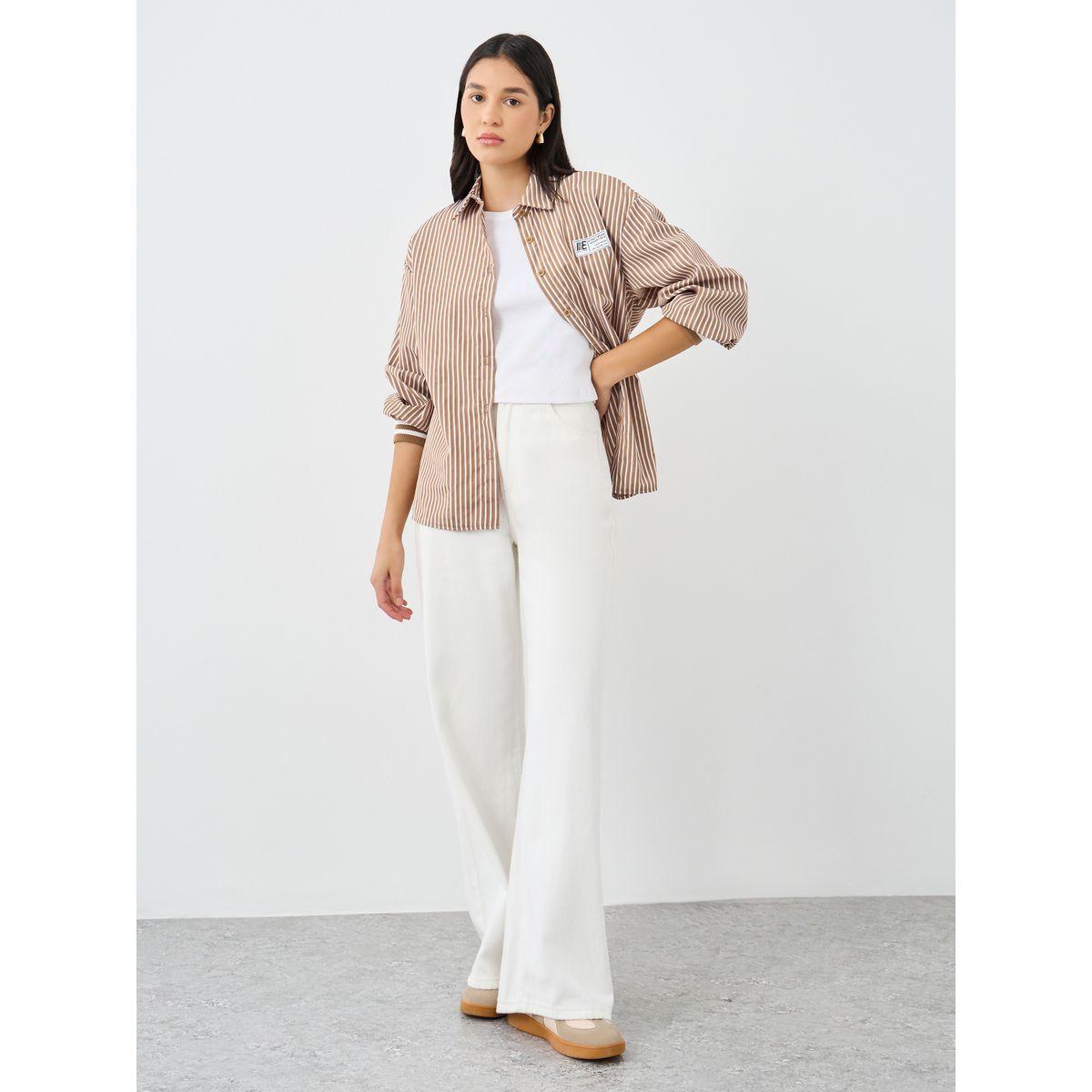 Styli Striped Cuffed Long Sleeve Buttoned Shirt-women-clothing-shirtsandblouses-shirts-image-2