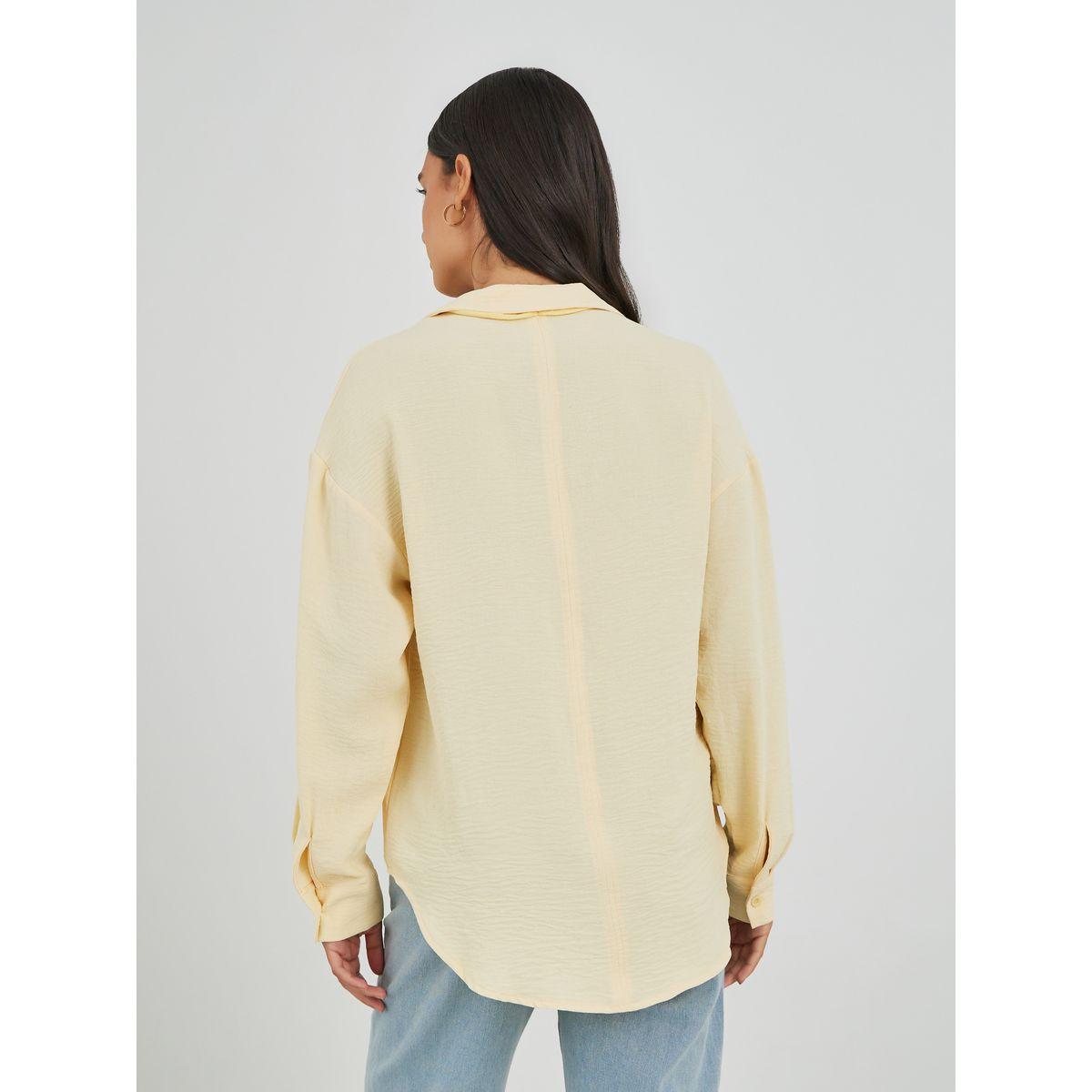 Styli Solid V Neck Blouse with Utility Pockets-women-clothing-shirtsandblouses-blouses-image-4