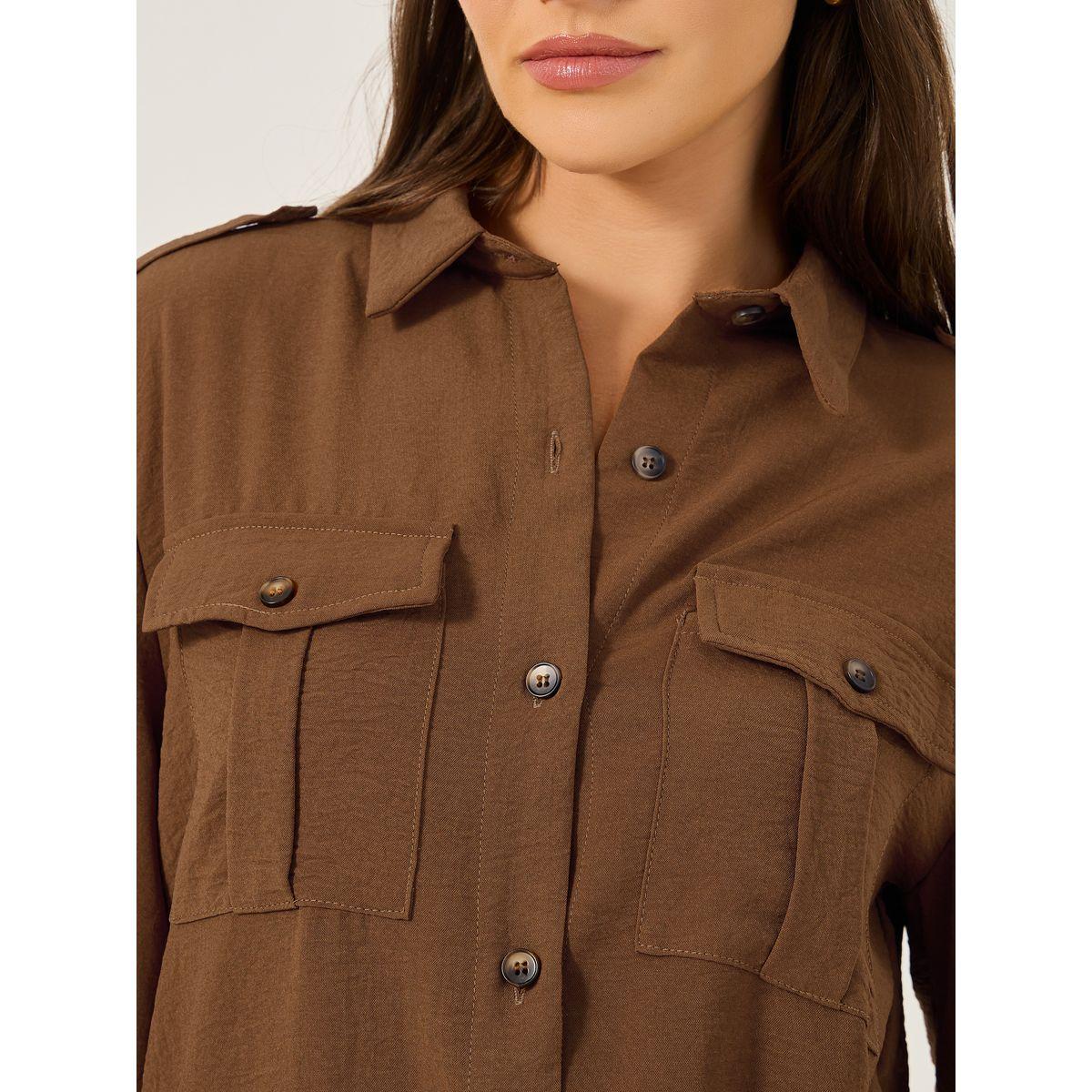 Styli Solid Long Sleeve Shirt with Utility Pocket Detail-women-clothing-shirtsandblouses-shirts-image-4