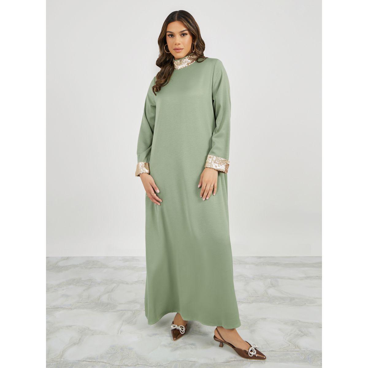 جلابية بياقة عالية مزينة بتطريز وترتر-women-arabicclothing-jalabiyas-image-2