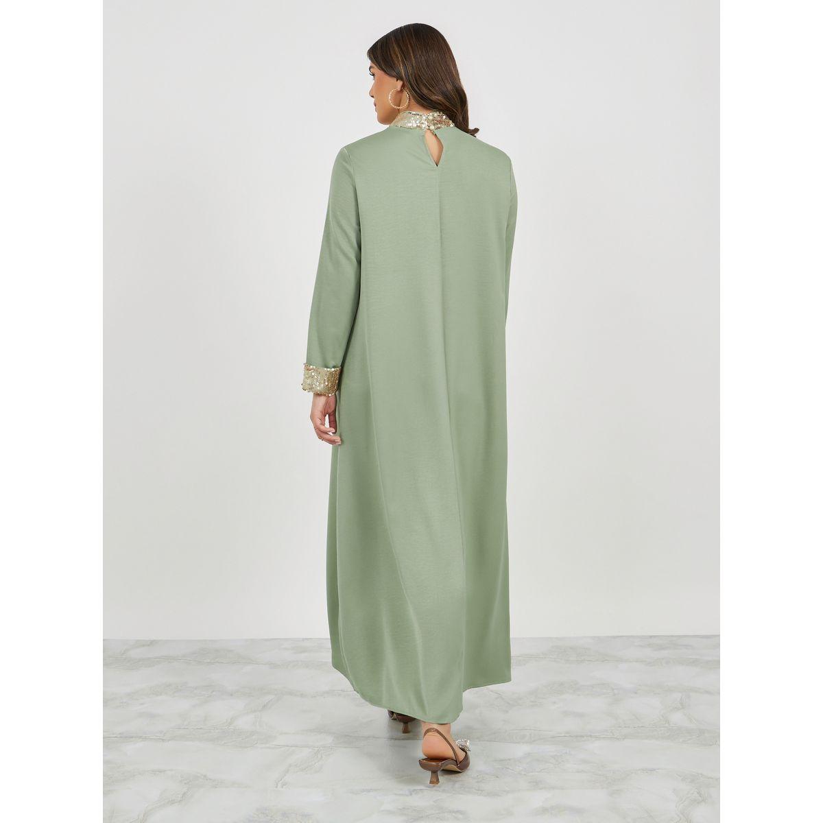 Amirah X Styli Embellished Sequins Trims High Neck Jalabiya-women-arabicclothing-jalabiyas-image-6