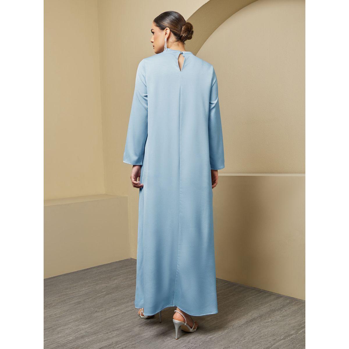 جلابية بياقة قائمة وشق امامي مع أزرار-women-arabicclothing-jalabiyas-image-5