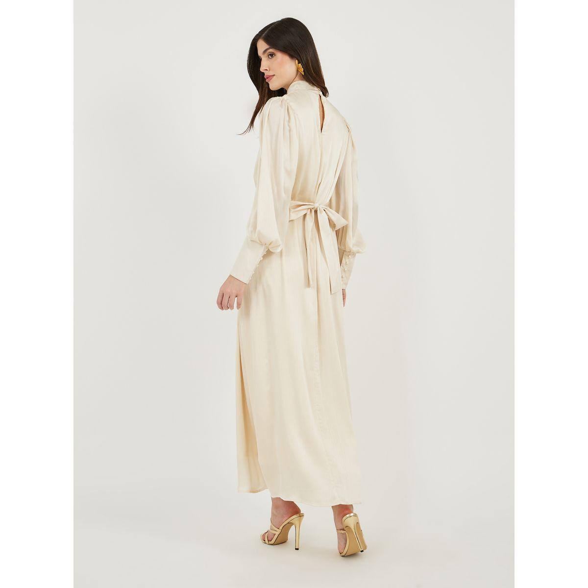 فستان طويل بأكمام بالون وربطة خصر-women-clothing-dresses-image-5