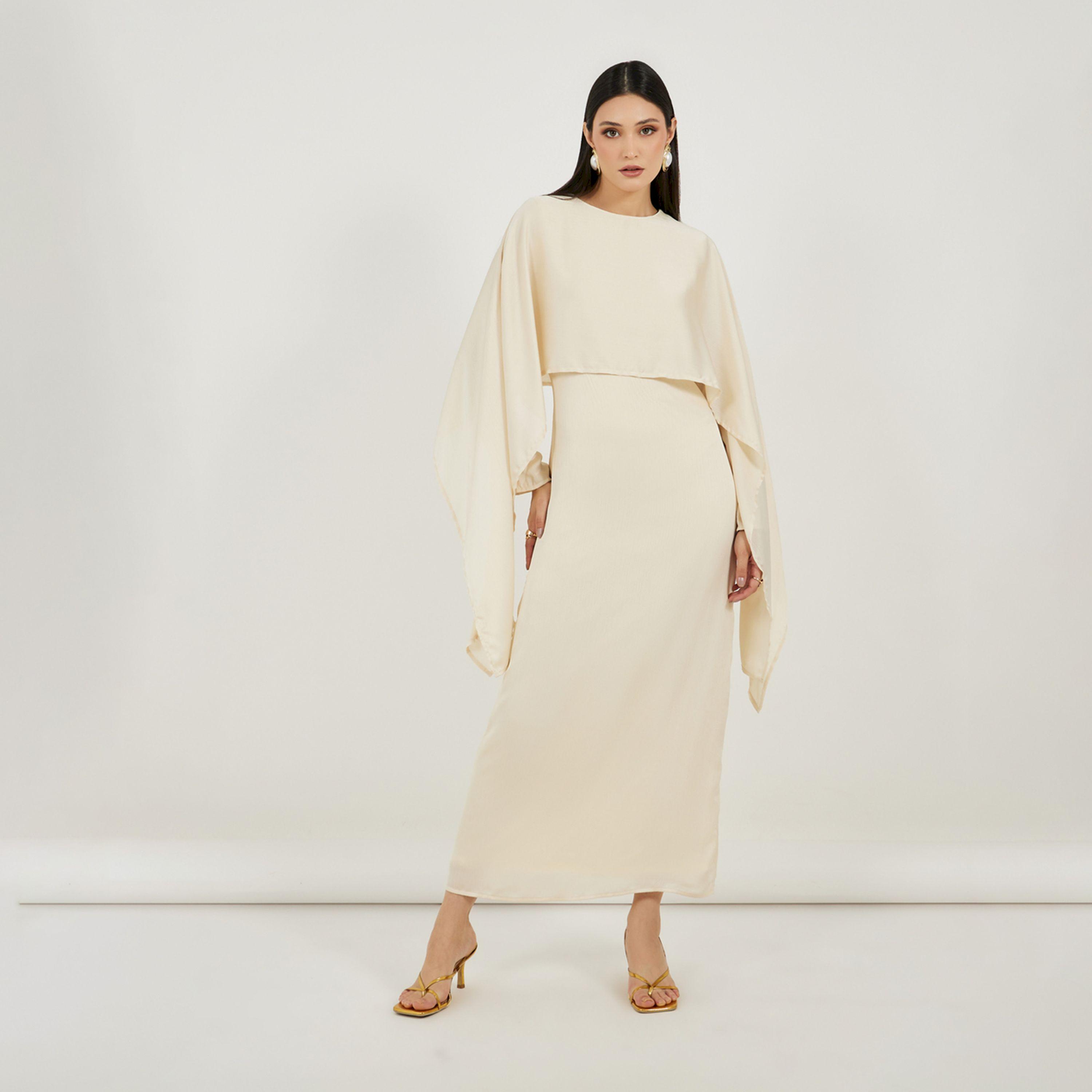 ستايلي - فستان ماكسي سادة بأكمام قصيرة-women-clothing-dresses-image-1