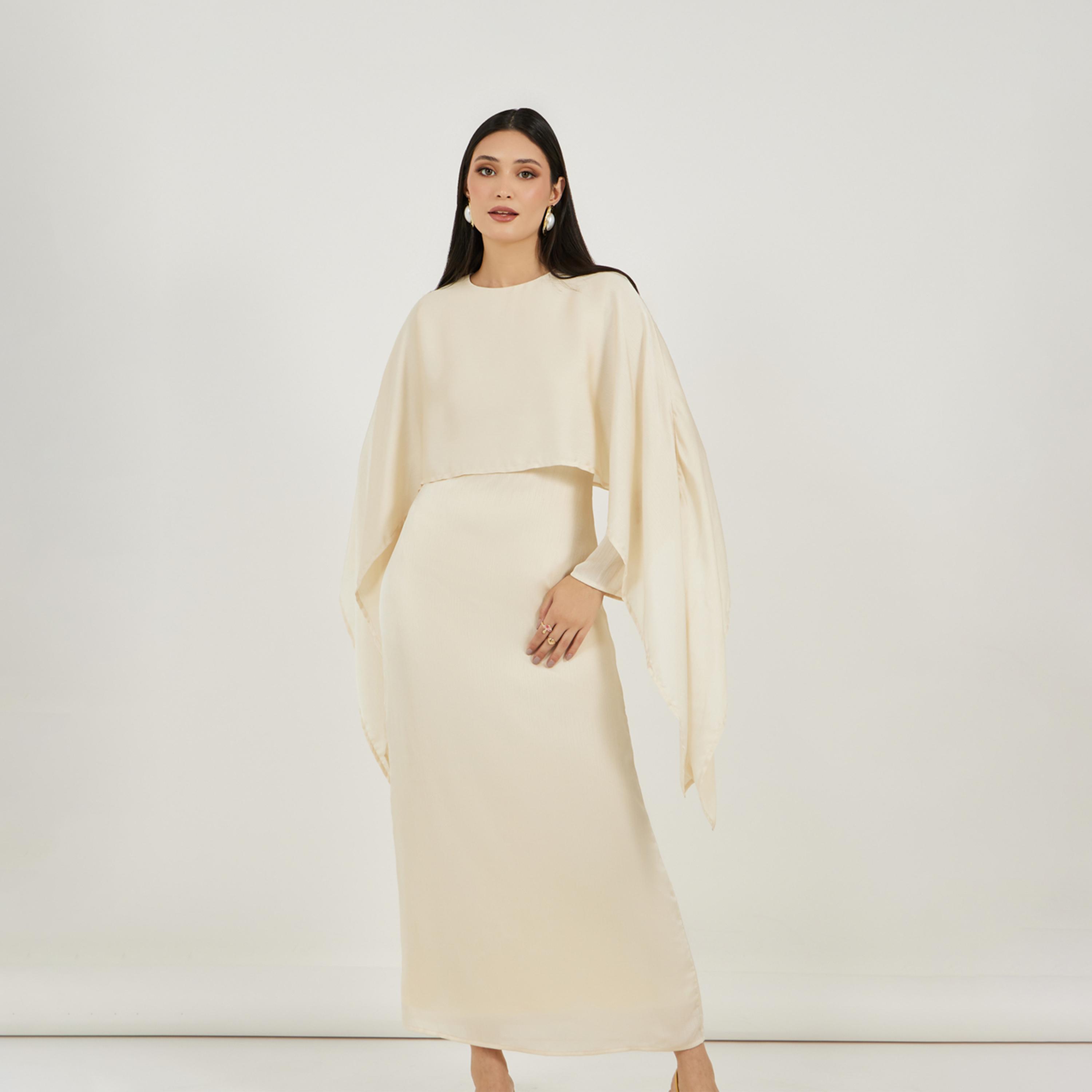ستايلي - فستان ماكسي سادة بأكمام قصيرة-women-clothing-dresses-image-2