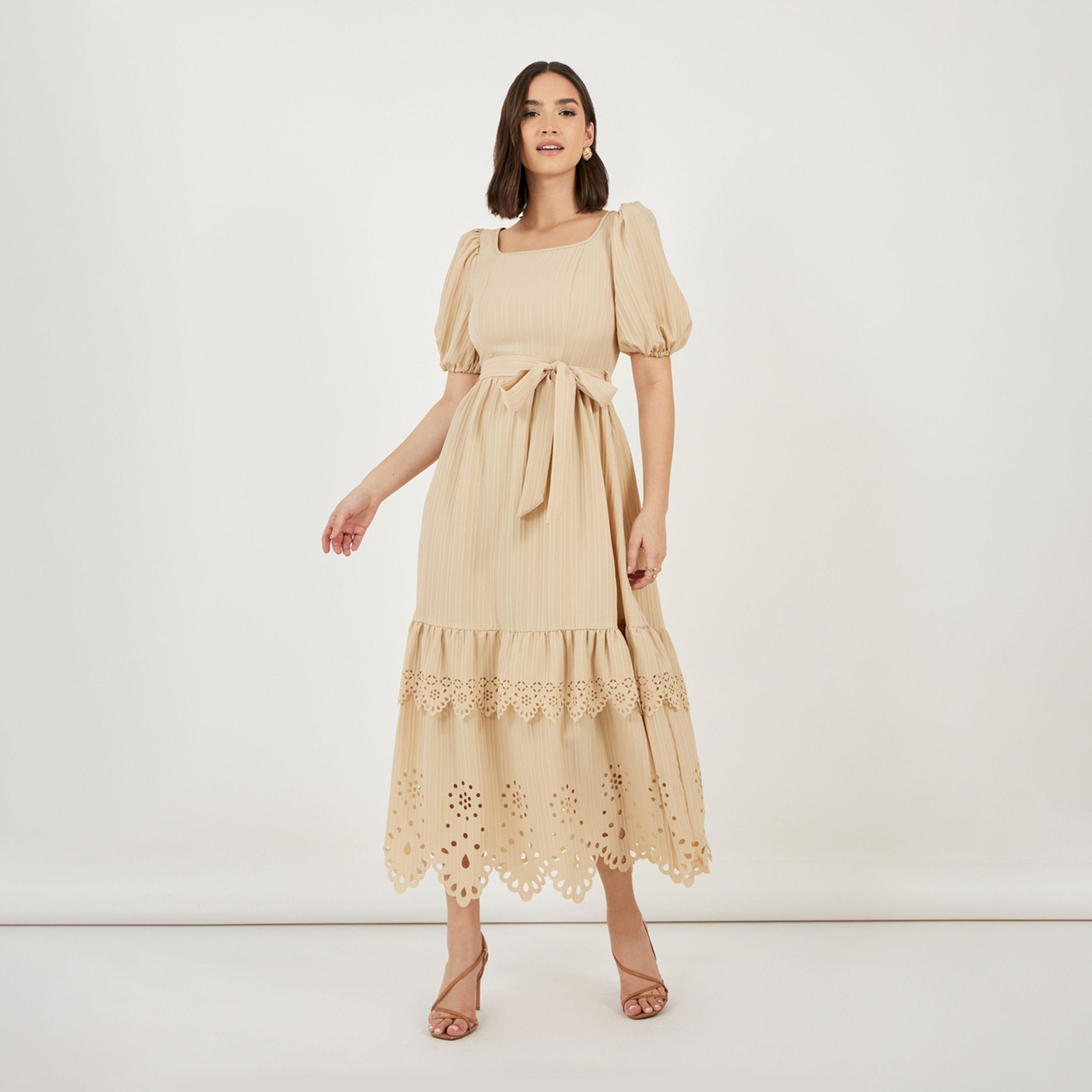 ستايلي - فستان ماكسي متعدد الطبقات بفتحة رقبة مربعة-women-clothing-dresses-image-1