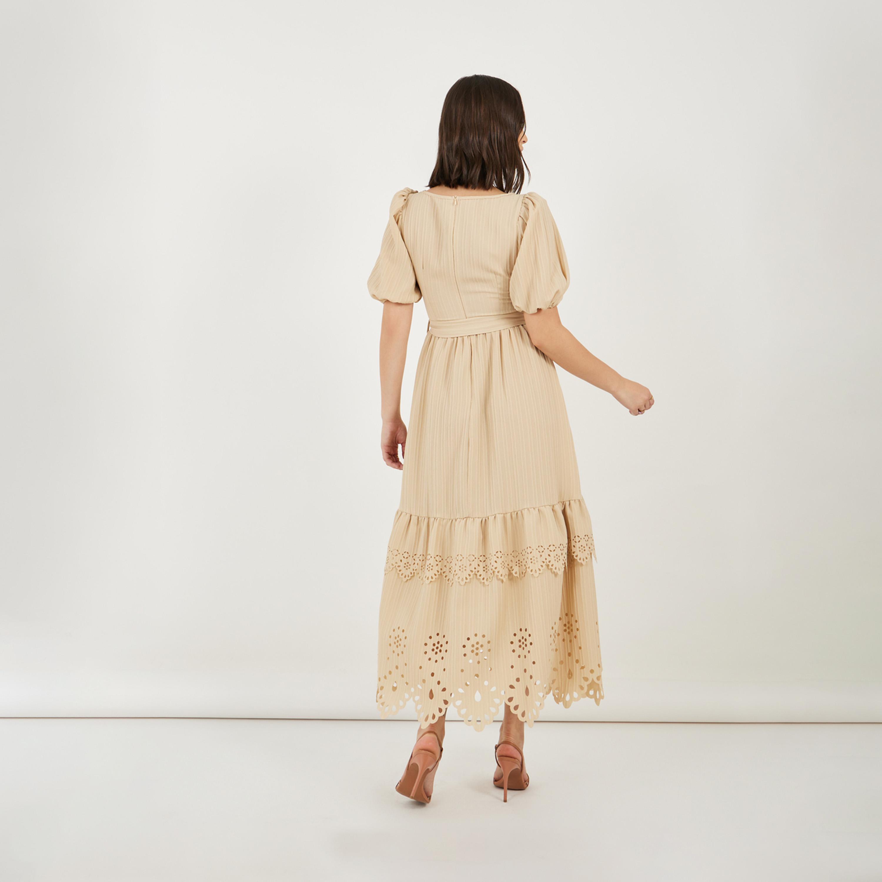 Styli Cutwork Design Square Neck Tiered Maxi Dress-women-clothing-dresses-image-5