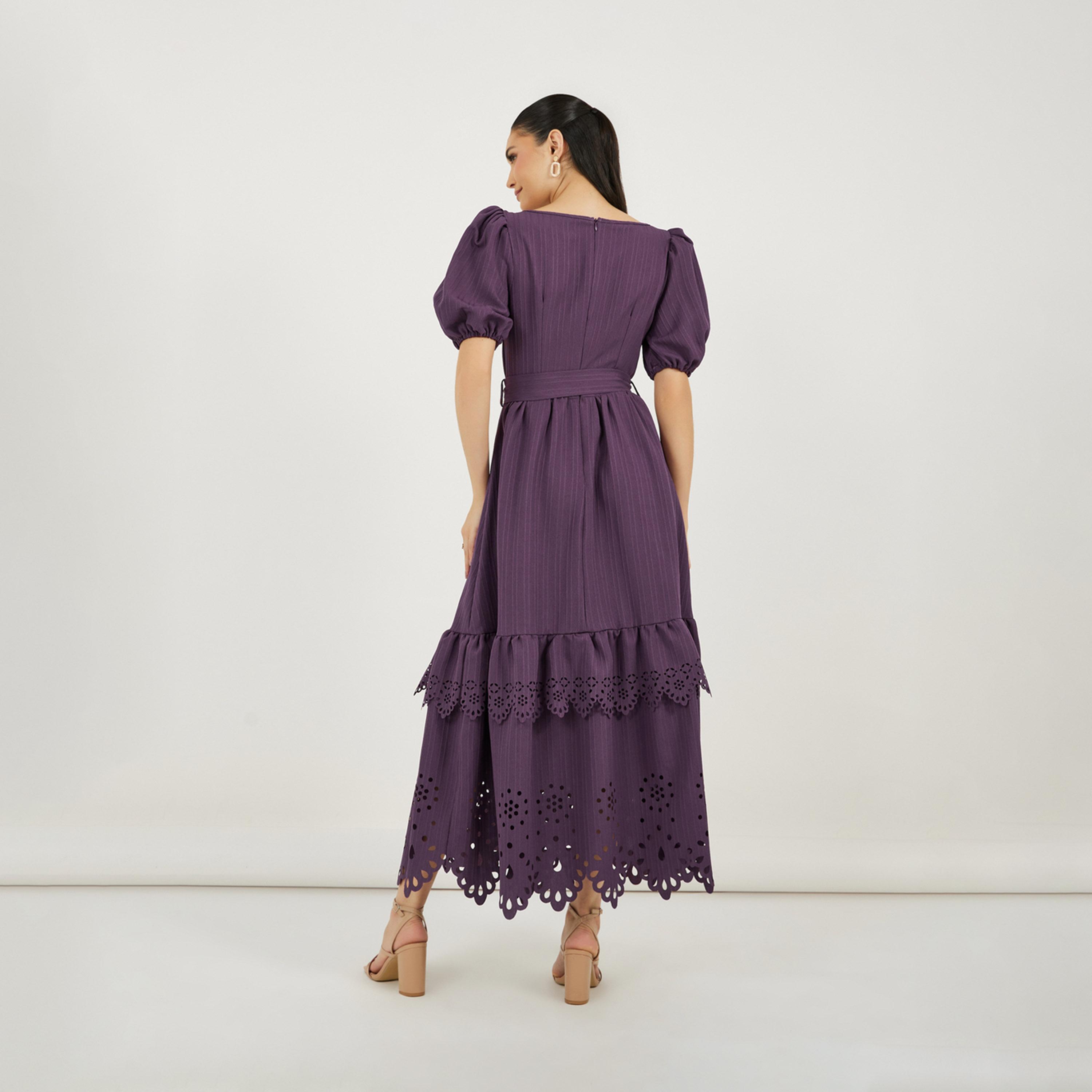 Styli Cutwork Design Square Neck Tiered Maxi Dress-women-clothing-dresses-image-6