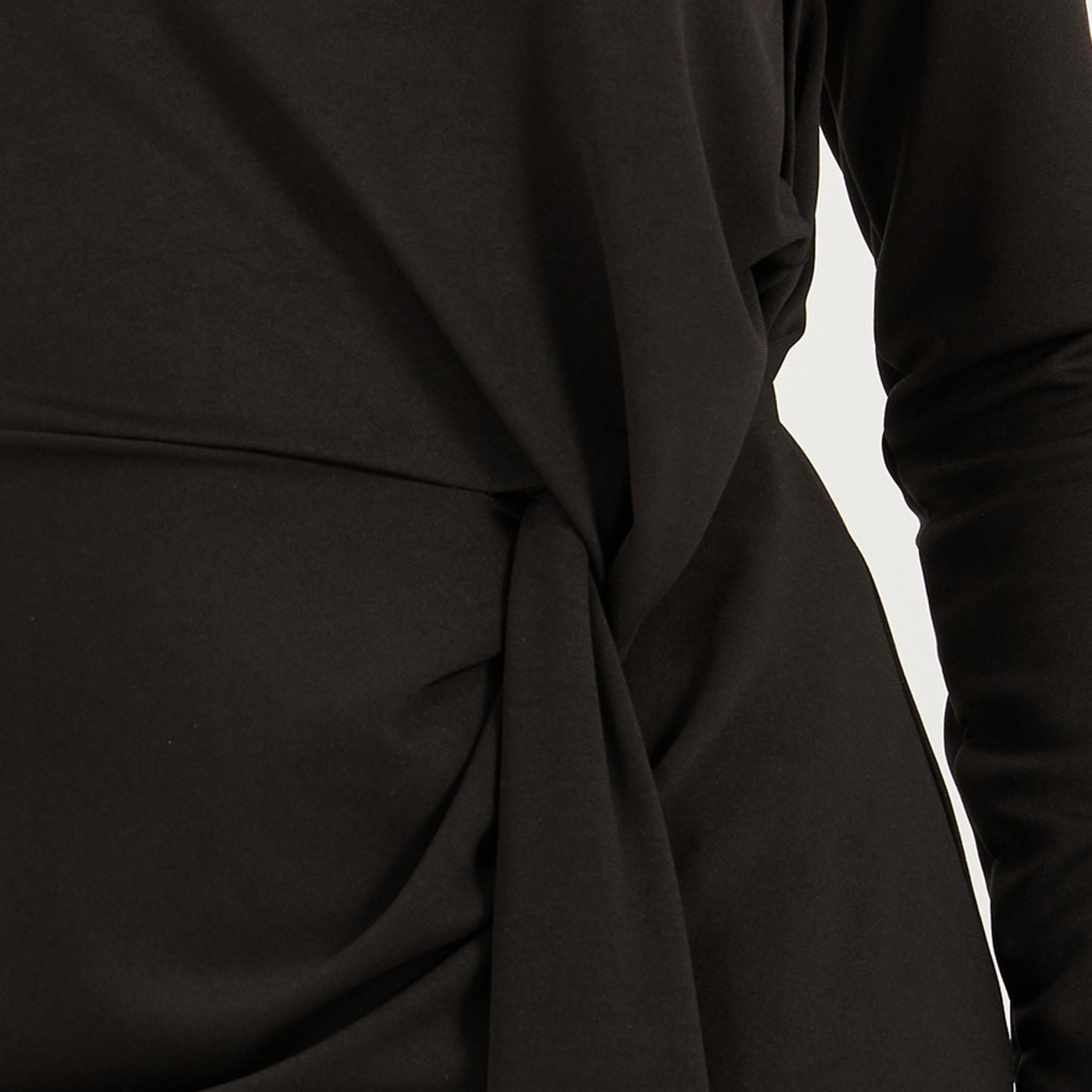 Styli Solid Long Sleeves Sheath Midi Dress with Self Tie Up-women-clothing-dresses-image-3