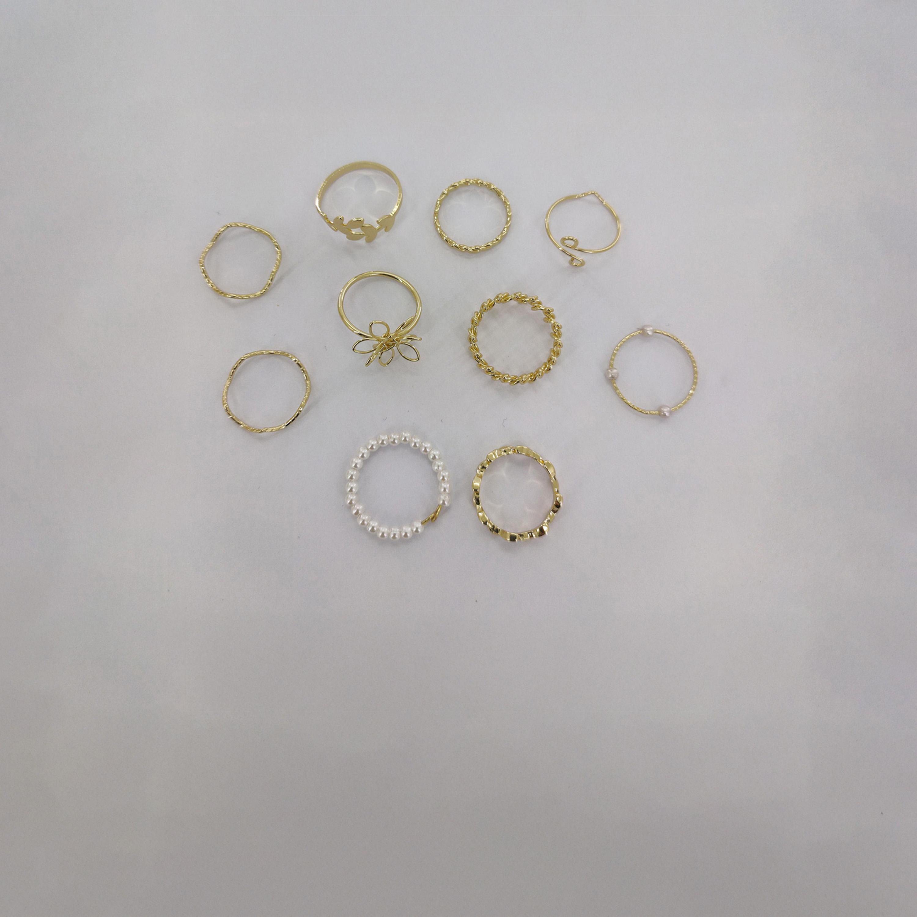 ستايلي - مجموعة من 10 قطع - خواتم متنوعة-women-watchesandjewellery-jewellery-rings-image-1