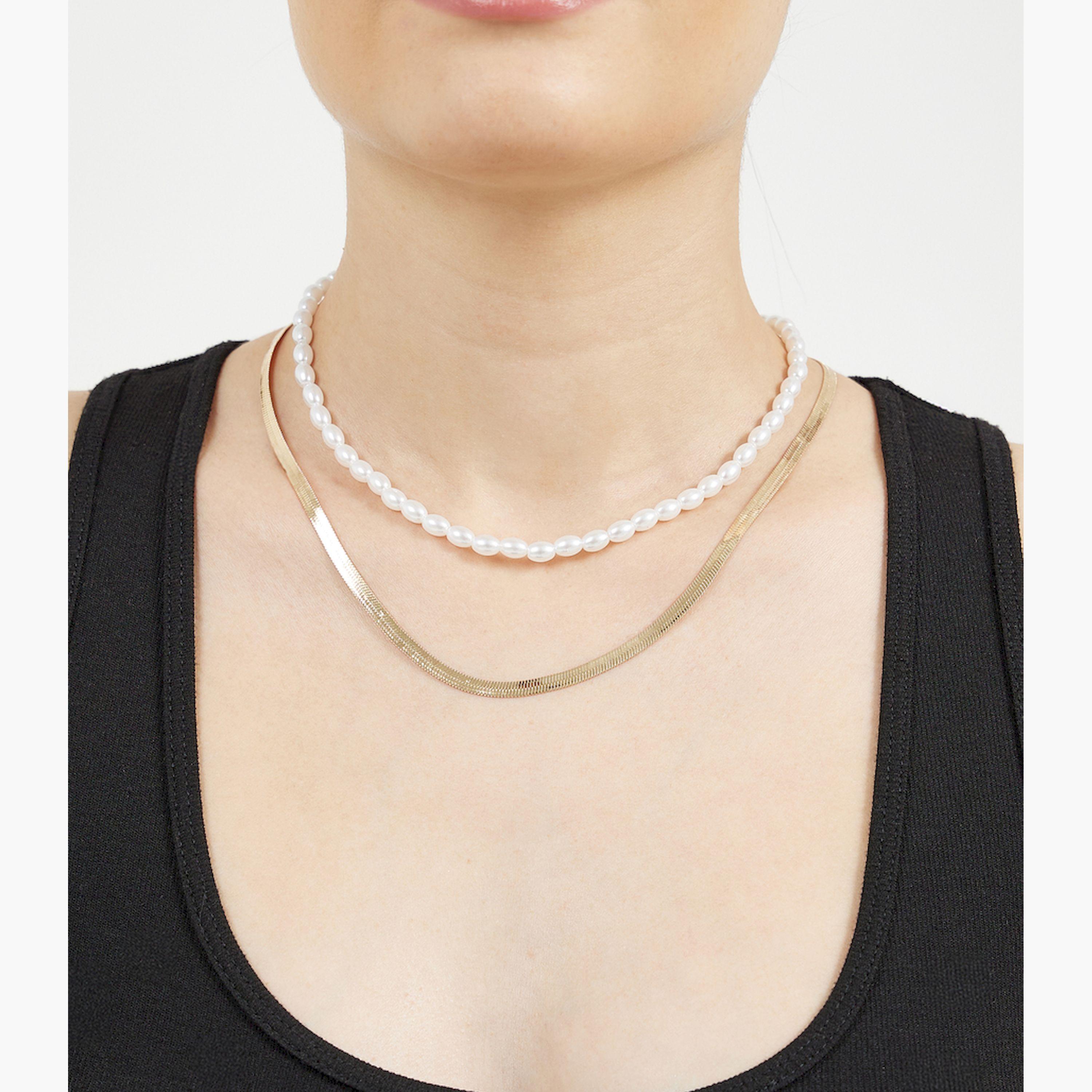 Styli Set of 2 - Faux Pearl Embellished Necklace-women-watchesandjewellery-jewellery-necklacesandpendants-image-2