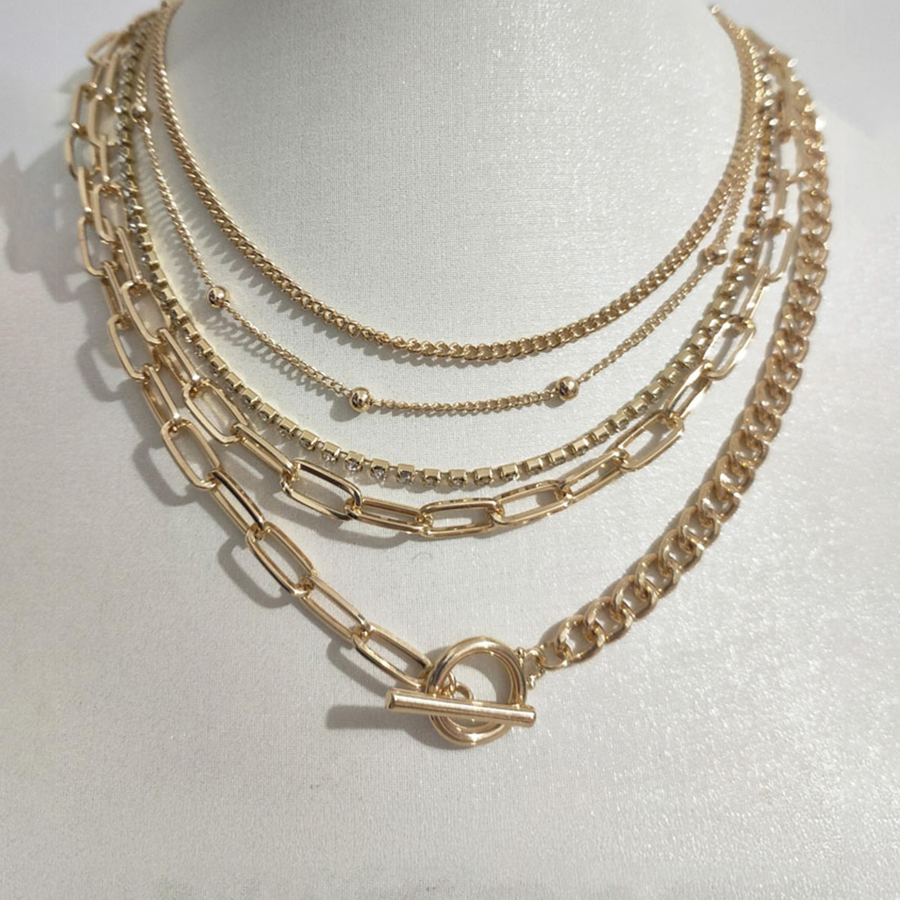 ستايلي - مجموعة من 5 قطع - قلادة سلسلة مزخرفة-women-watchesandjewellery-jewellery-necklacesandpendants-image-1