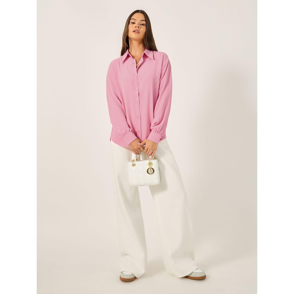 Oversized Solid Collared Shirt-women-clothing-shirtsandblouses-shirts-image-2