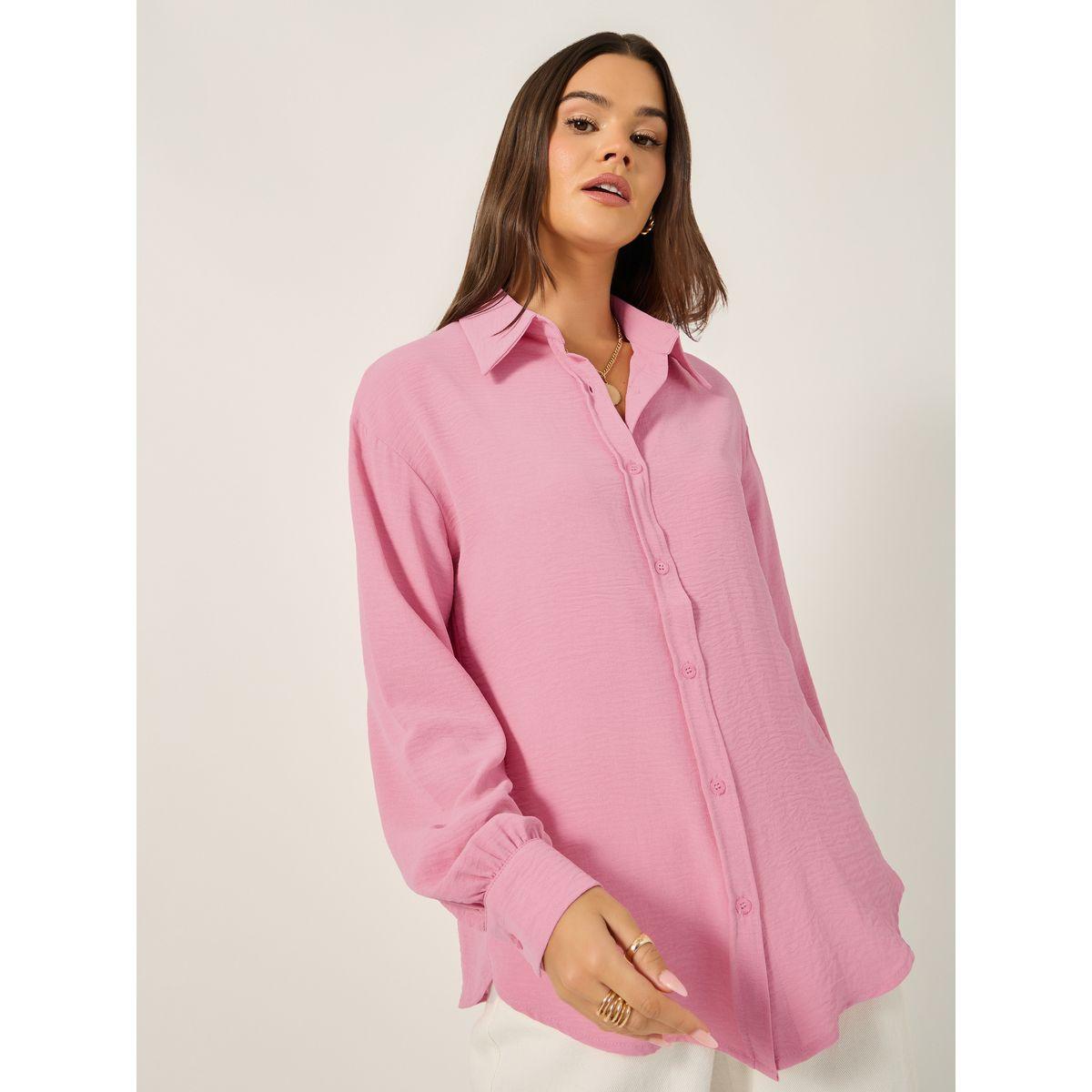 Oversized Solid Collared Shirt-women-clothing-shirtsandblouses-shirts-image-3