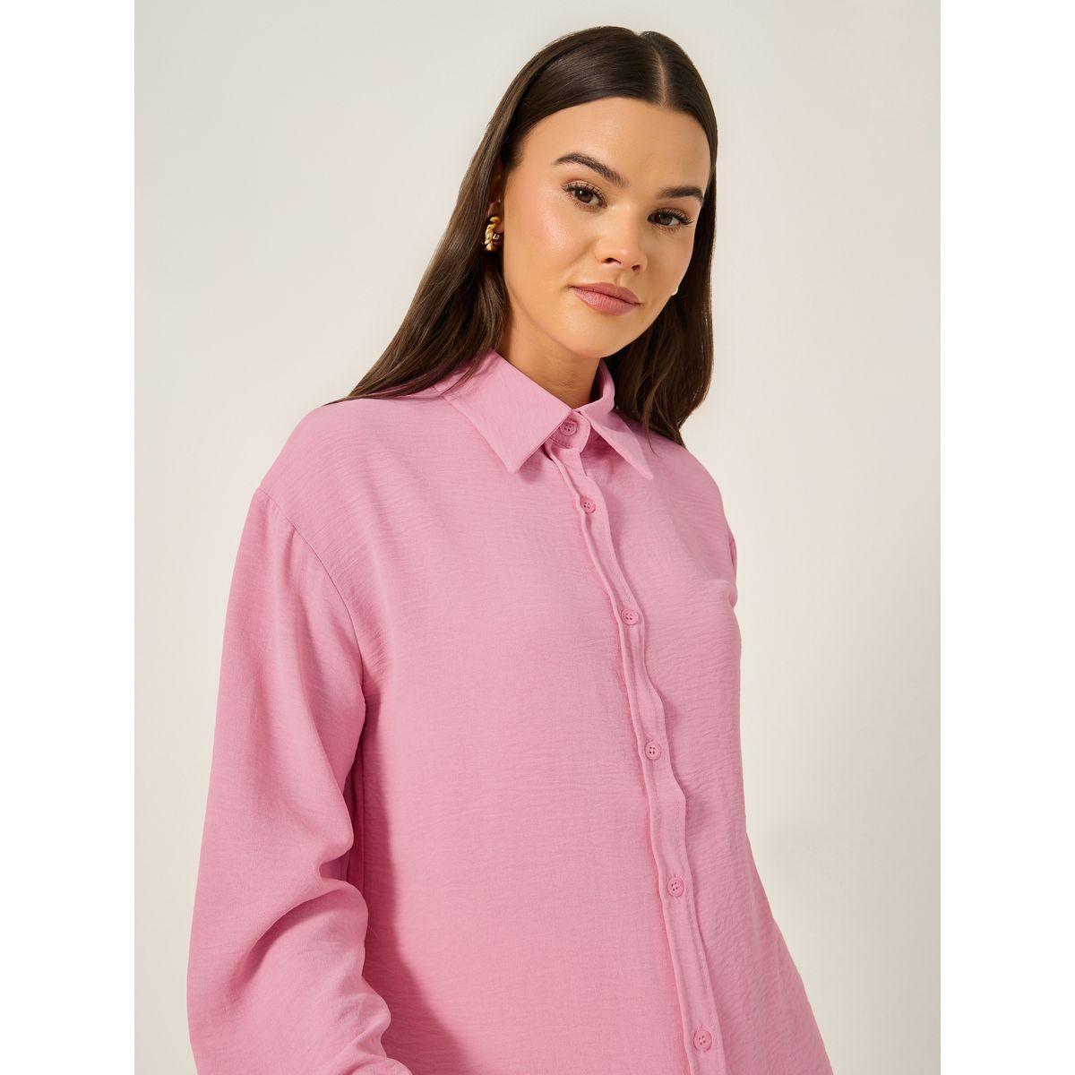 قميص واسع بياقة كبيرة بلون موحد-women-clothing-shirtsandblouses-shirts-image-5