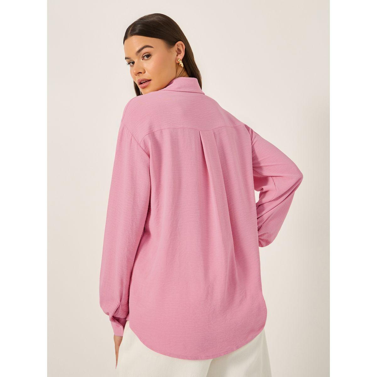 Oversized Solid Collared Shirt-women-clothing-shirtsandblouses-shirts-image-6