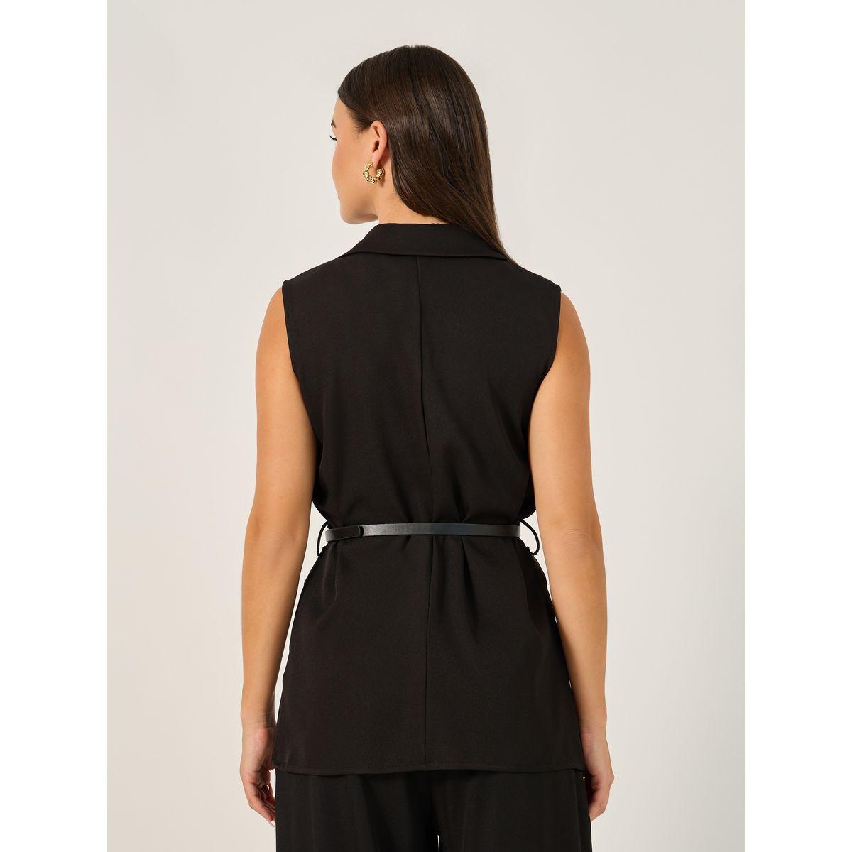 Styli Solid Regular Fit Longline Waistcoat with Belt-women-clothing-shirtsandblouses-blouses-image-5