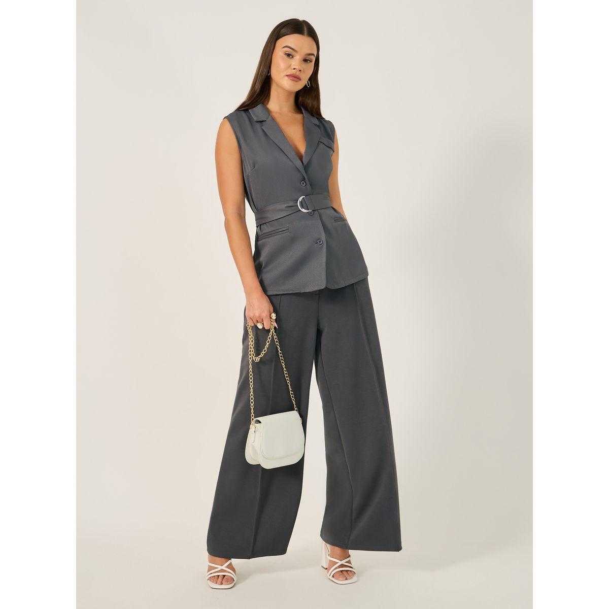 Styli Solid Regular Fit Belt Longline Waistcoat-women-clothing-coatsandjackets-waistcoats-image-2