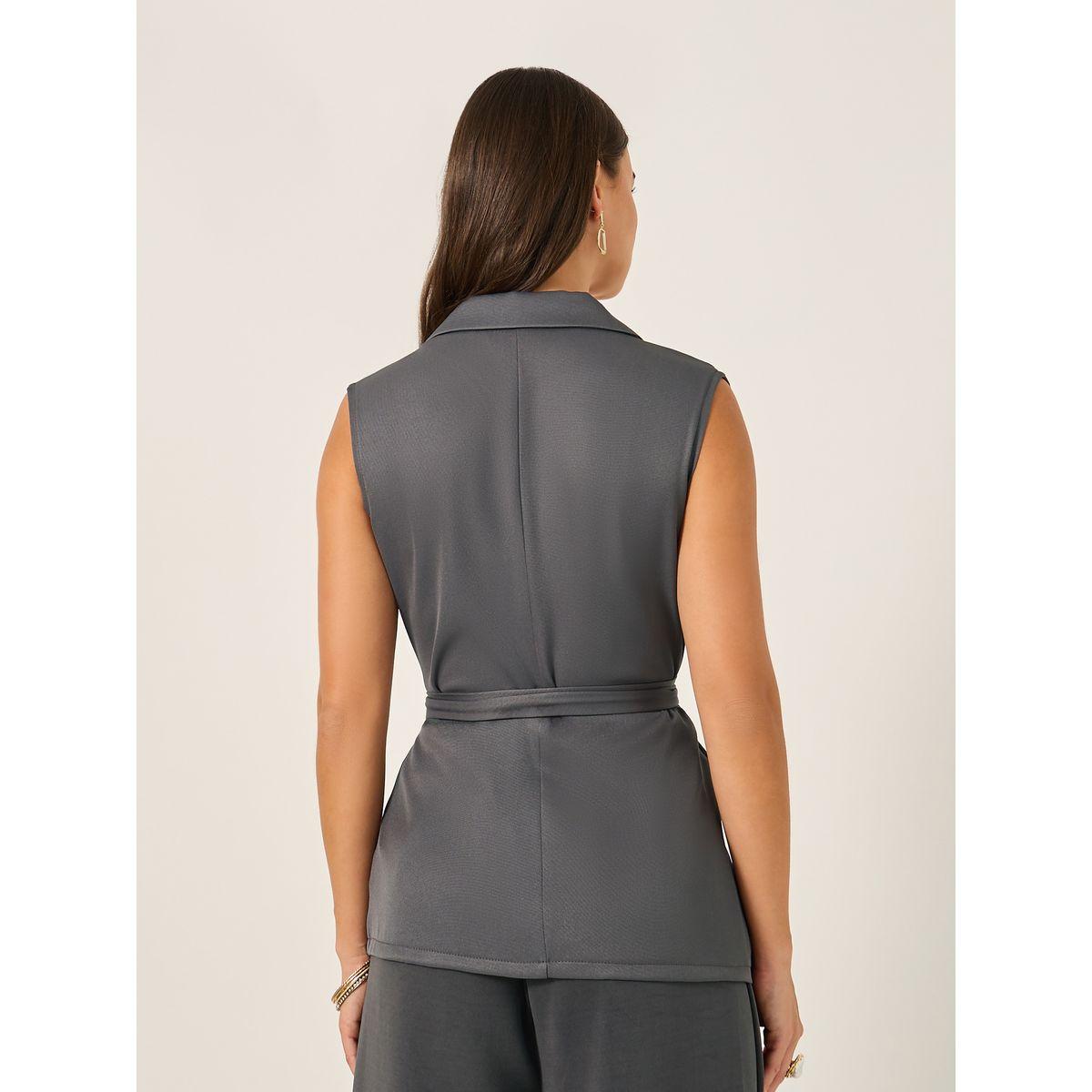 Styli Solid Regular Fit Belt Longline Waistcoat-women-clothing-coatsandjackets-waistcoats-image-5
