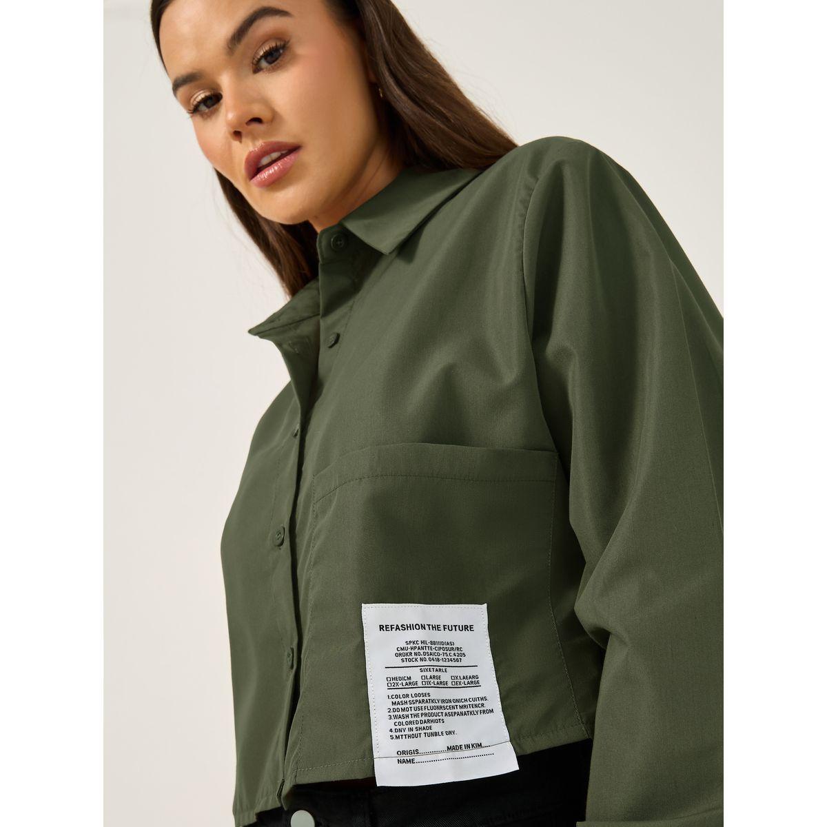 Styli Solid Boxy Fit Crop Shirt with Patch Detail-women-clothing-shirtsandblouses-shirts-image-4