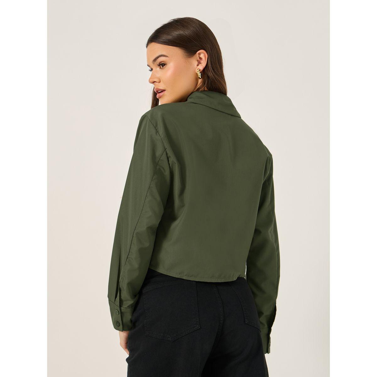 بلوزة سادة قصيرة بقصة بوكسي مع شارة-women-clothing-shirtsandblouses-shirts-image-5