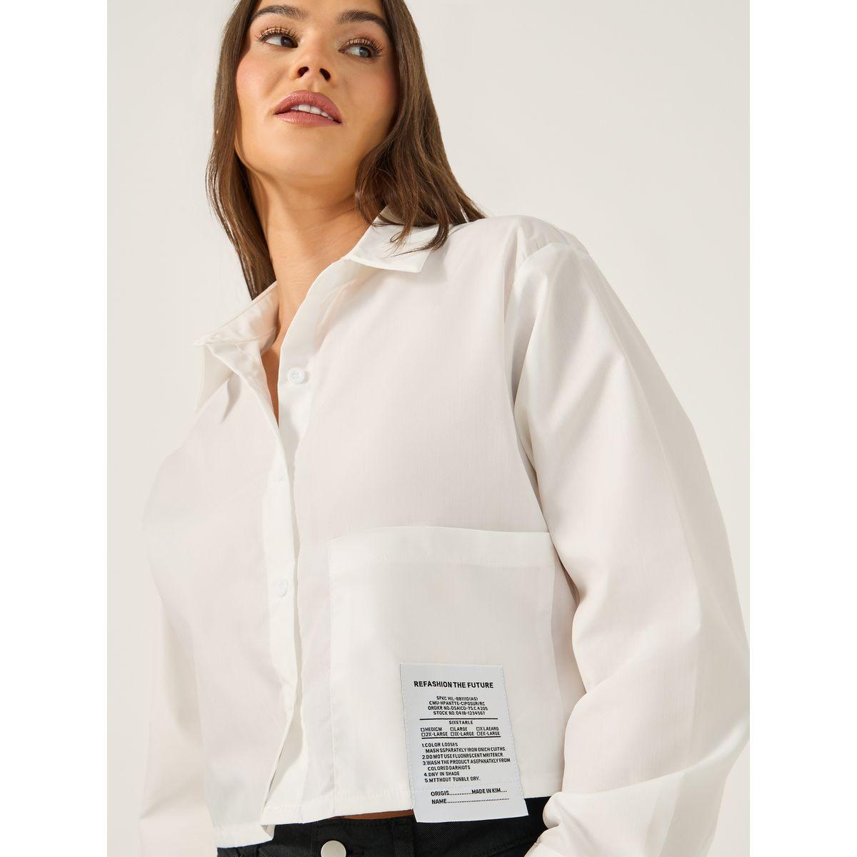 Styli Solid Boxy Fit Crop Shirt with Patch Detail-women-clothing-shirtsandblouses-shirts-image-4