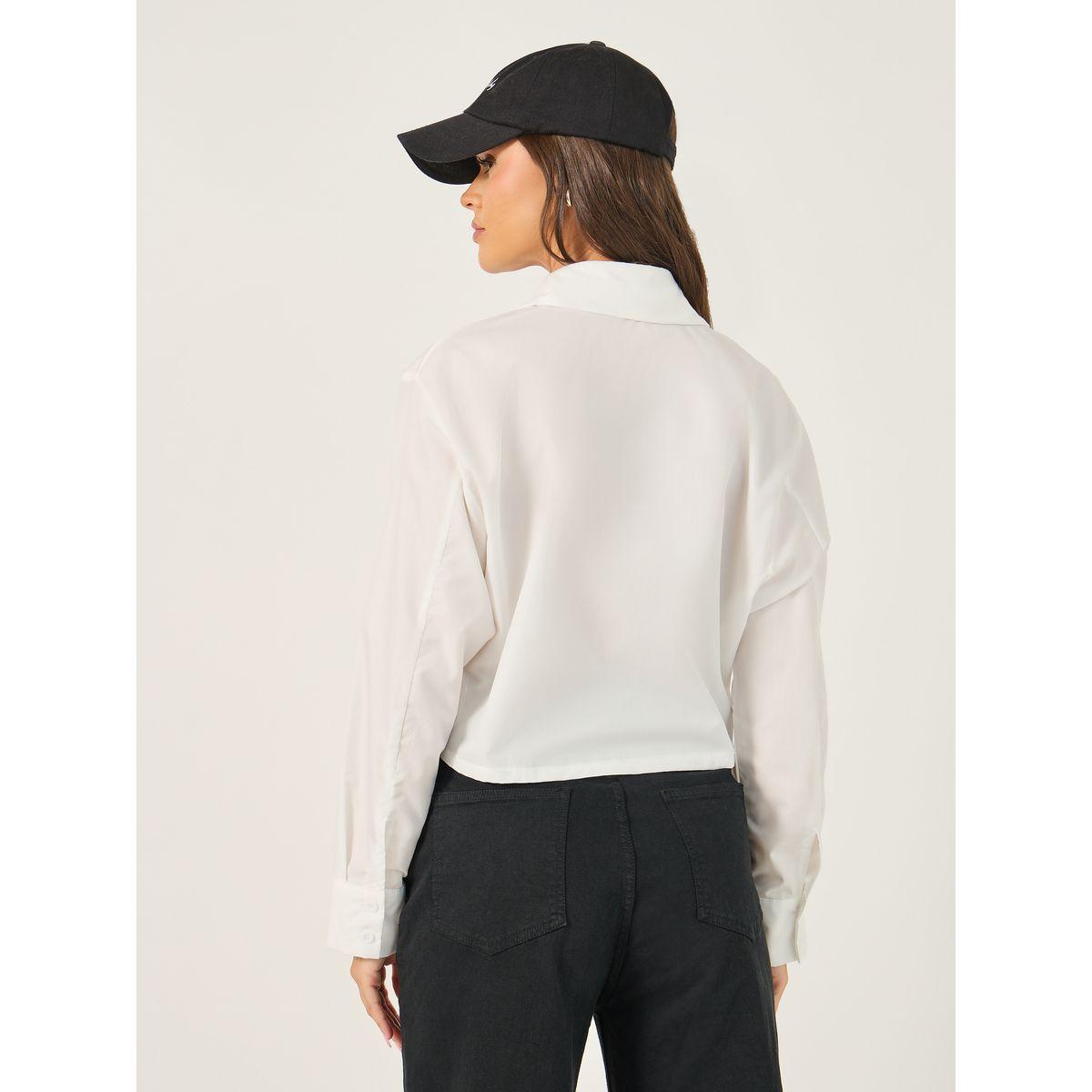 Styli Solid Boxy Fit Crop Shirt with Patch Detail-women-clothing-shirtsandblouses-shirts-image-5