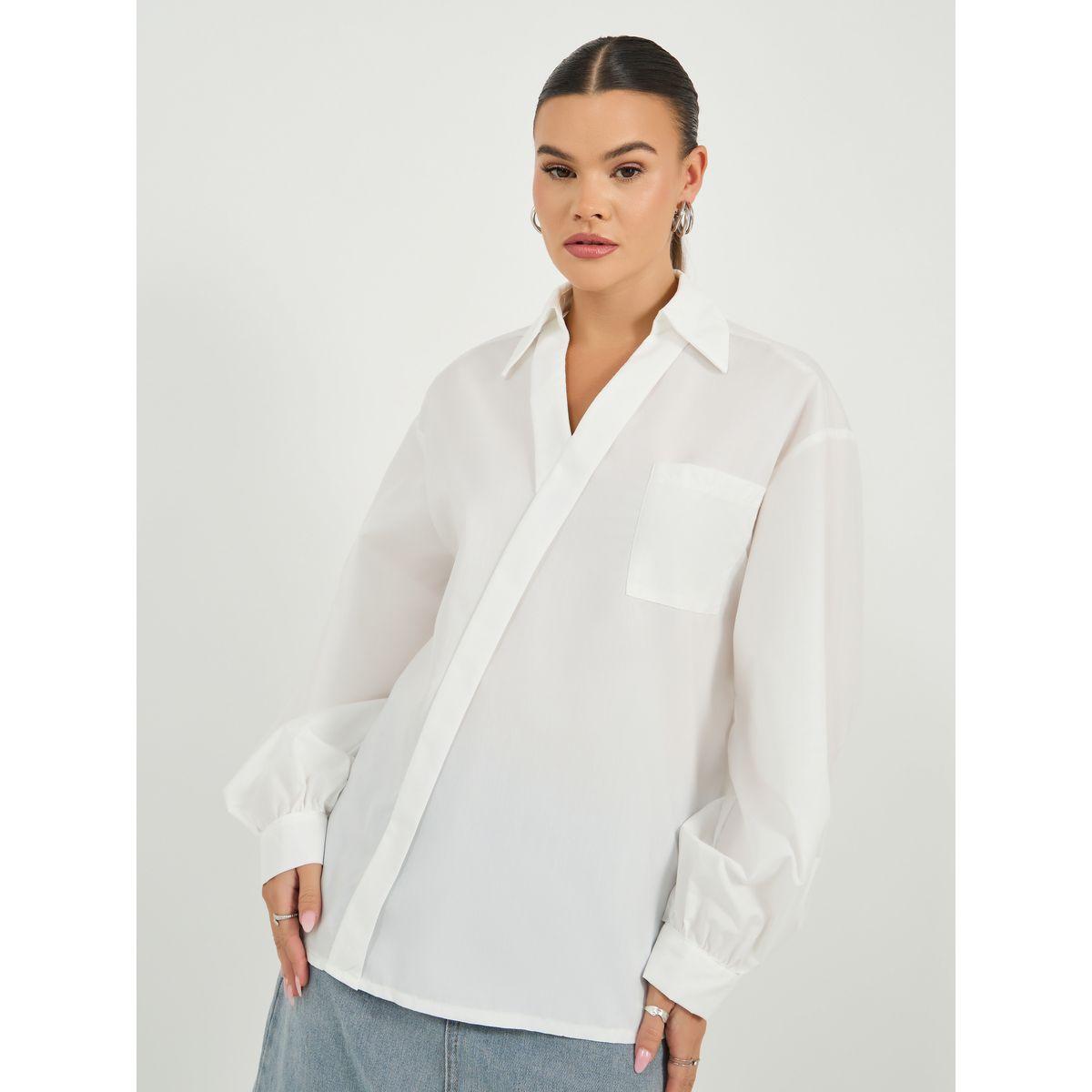 بلوزة فضفاضة بنمط لف وتفاصيل جيوب-women-clothing-shirtsandblouses-blouses-image-3