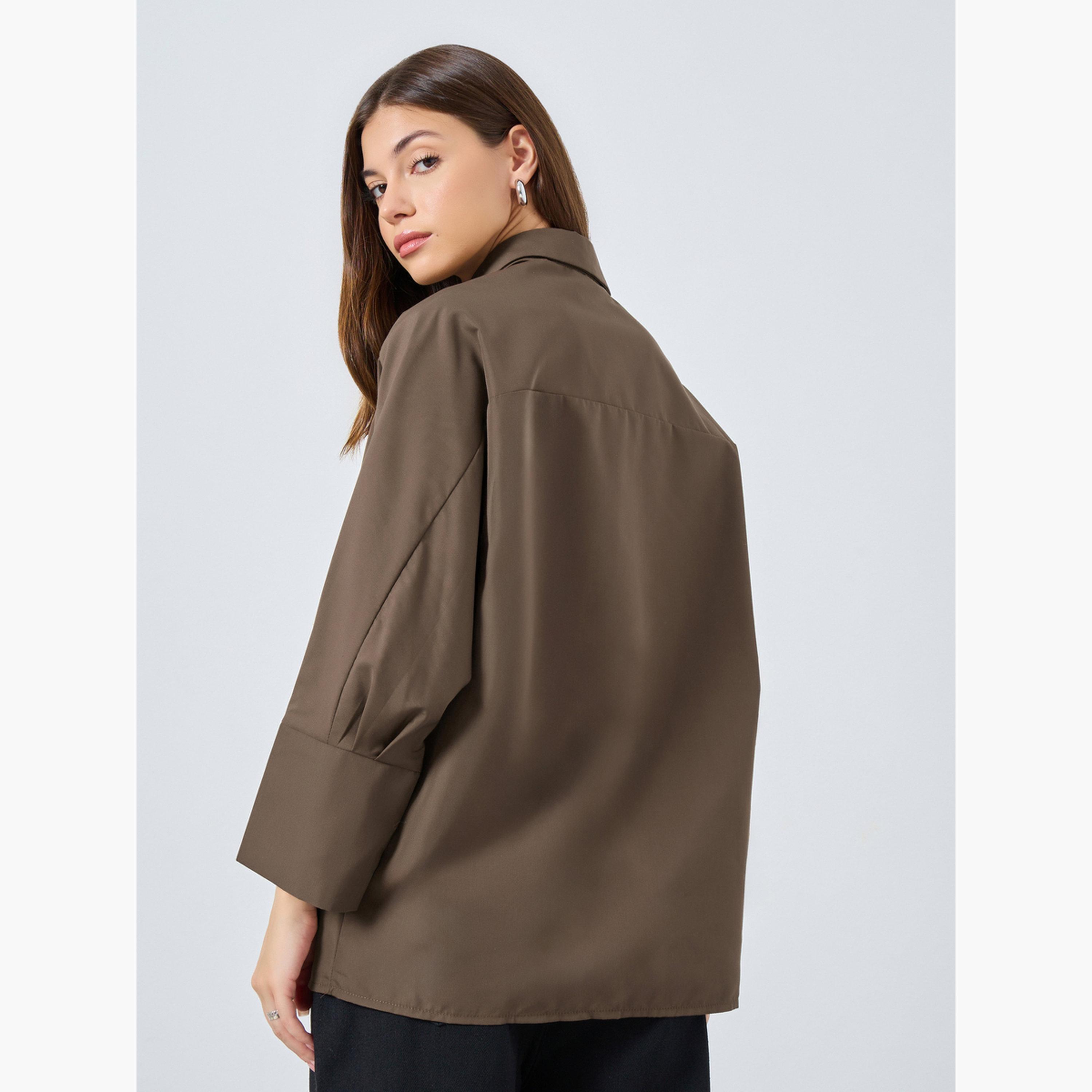 Styli Women Oversized Buttoned Shirt with Panel Detail-women-clothing-shirtsandblouses-shirts-image-4