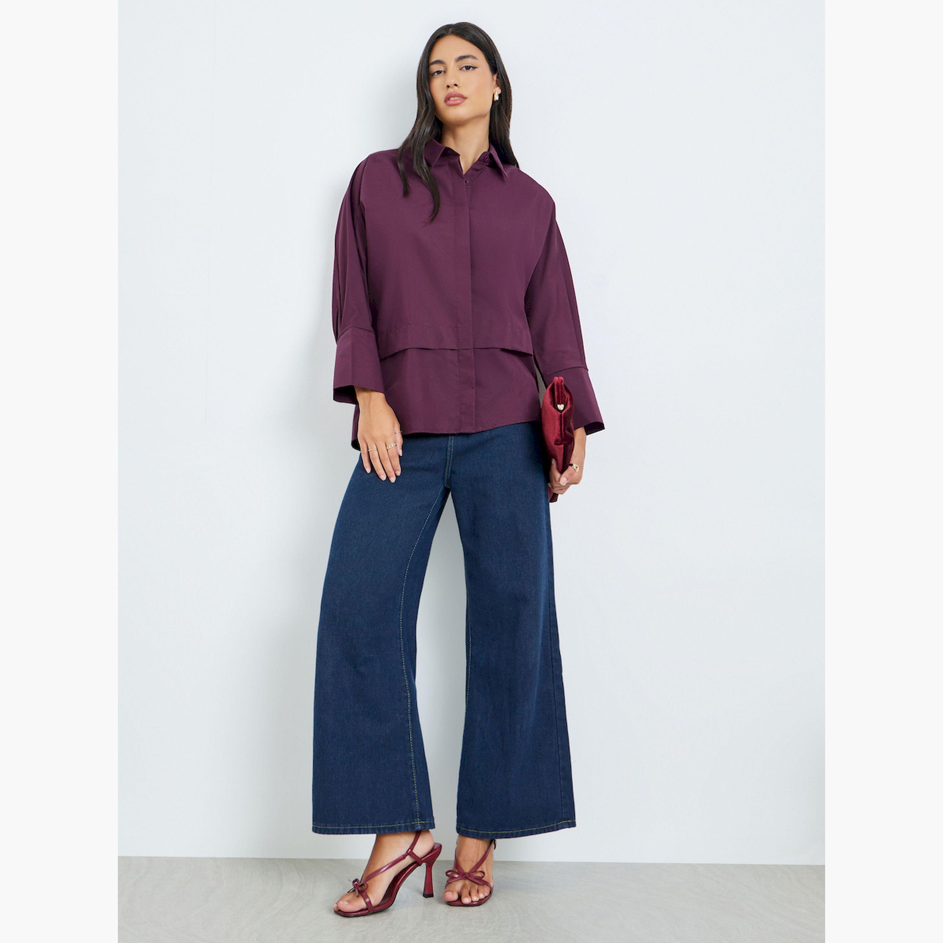 ستايلي - قميص أرجواني بأكمام طويلة وواسع-women-clothing-shirtsandblouses-shirts-image-2
